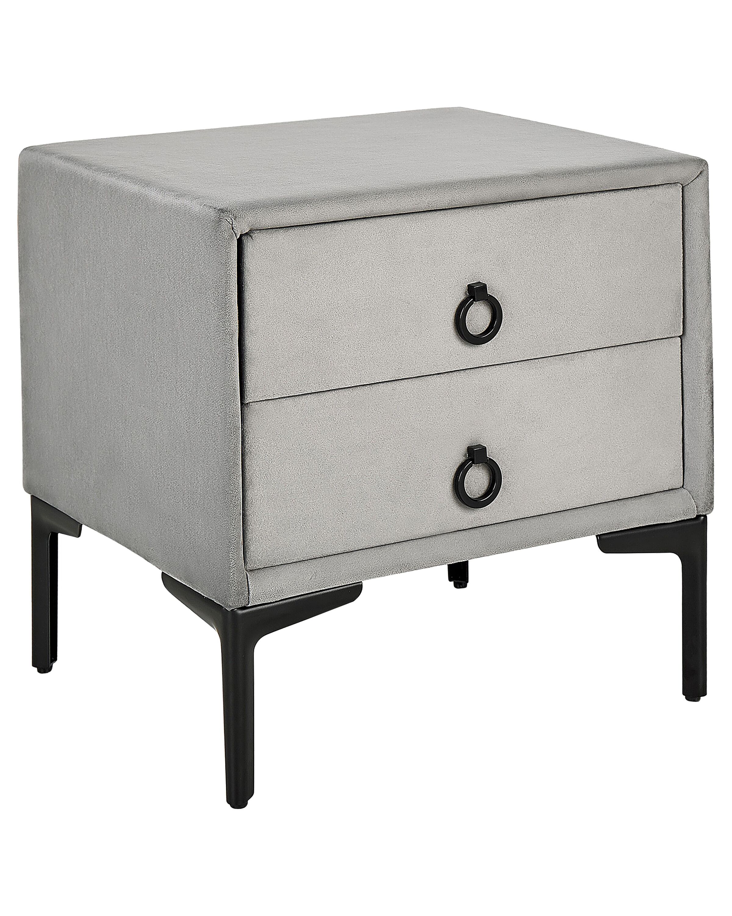 Bedside Table - CORBY 2 Drawer Nightstand Grey and Black 44cm - Gemini Interiors