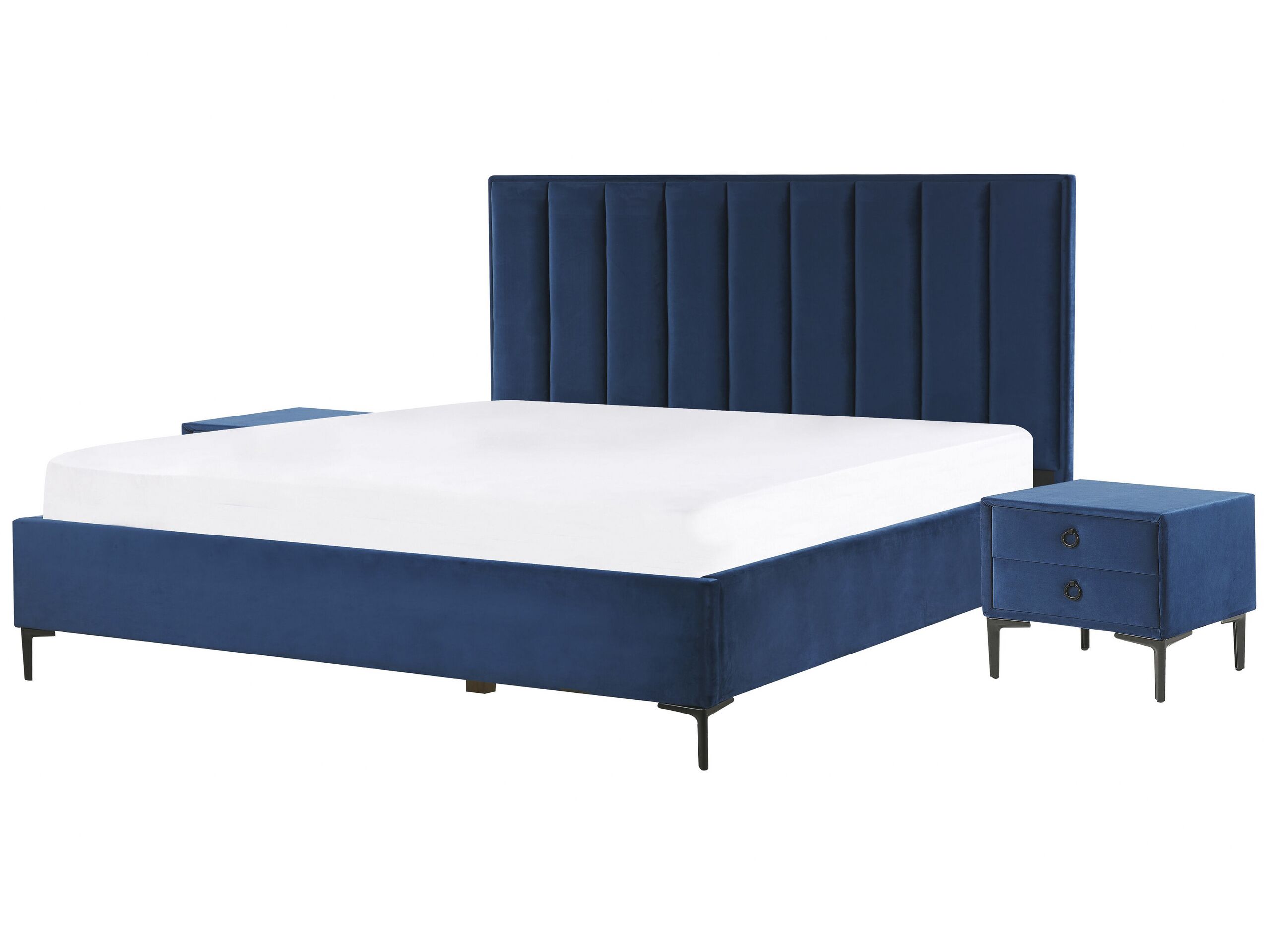 3 Piece Bedroom Set Velvet EU Super King Size Blue SEZANNE - Gemini Interiors