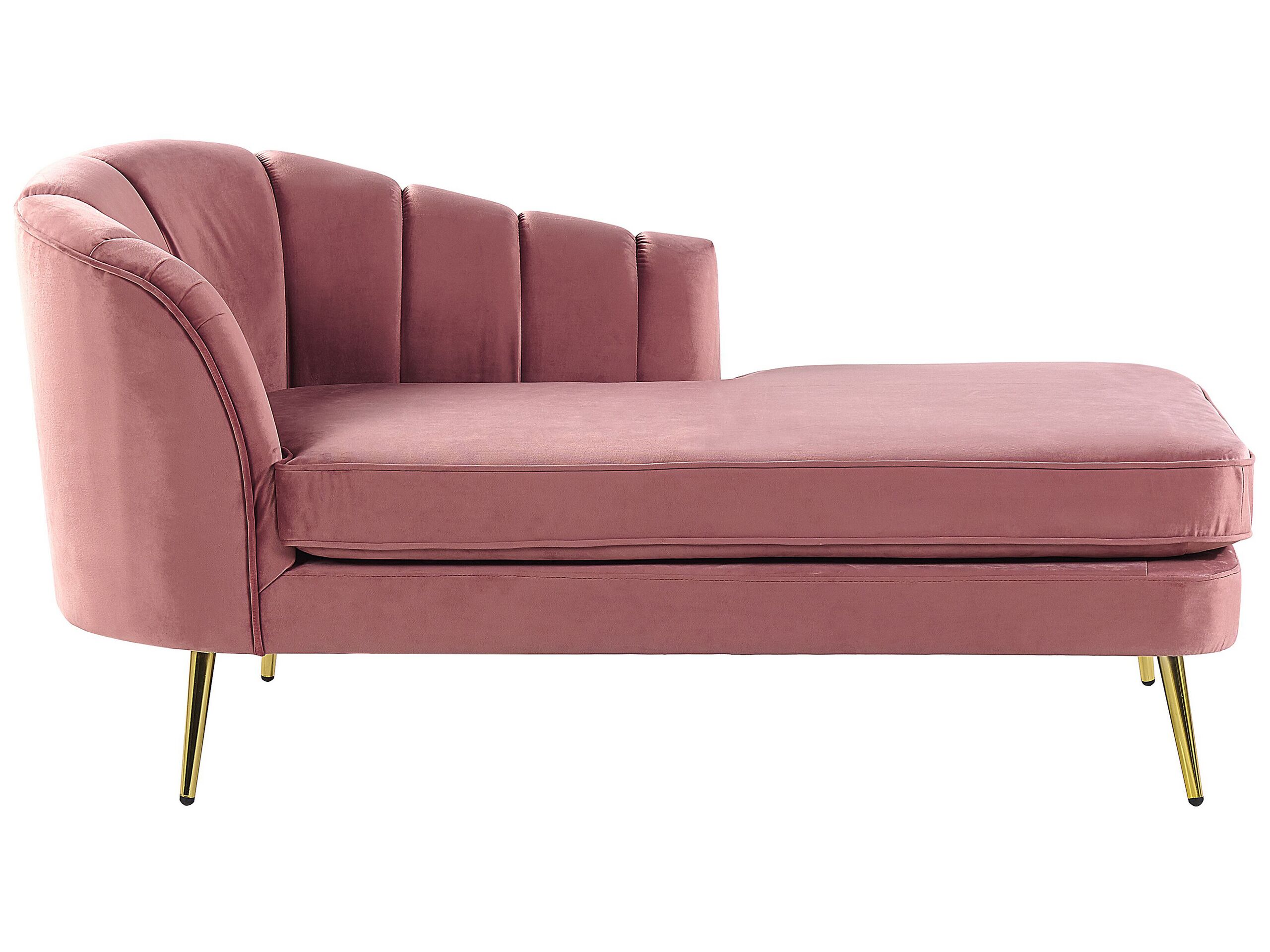 Left Hand Velvet Chaise Lounge Pink ALLIER - Gemini Interiors