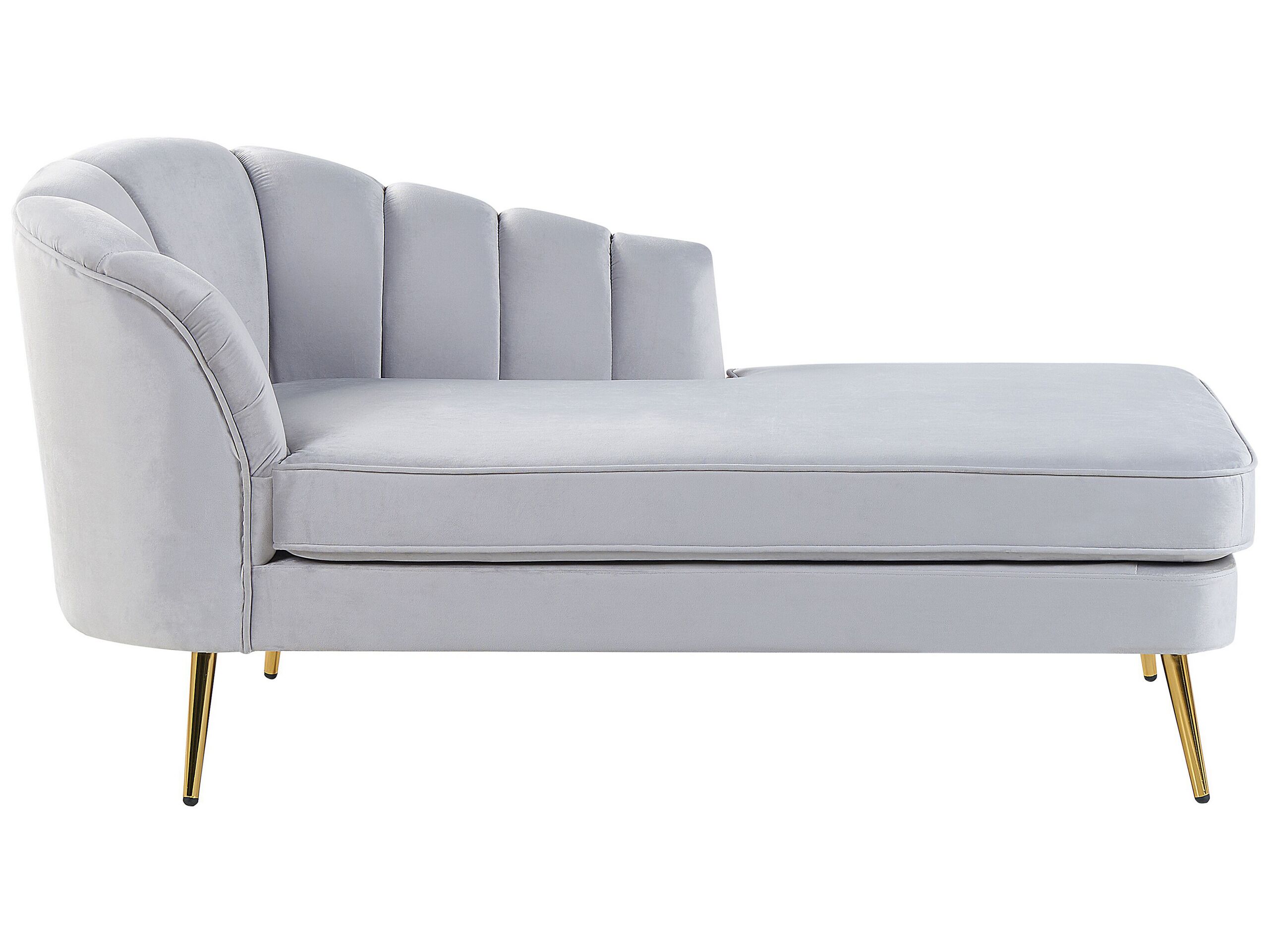 Left Hand Velvet Chaise Lounge Grey ALLIER - Gemini Interiors