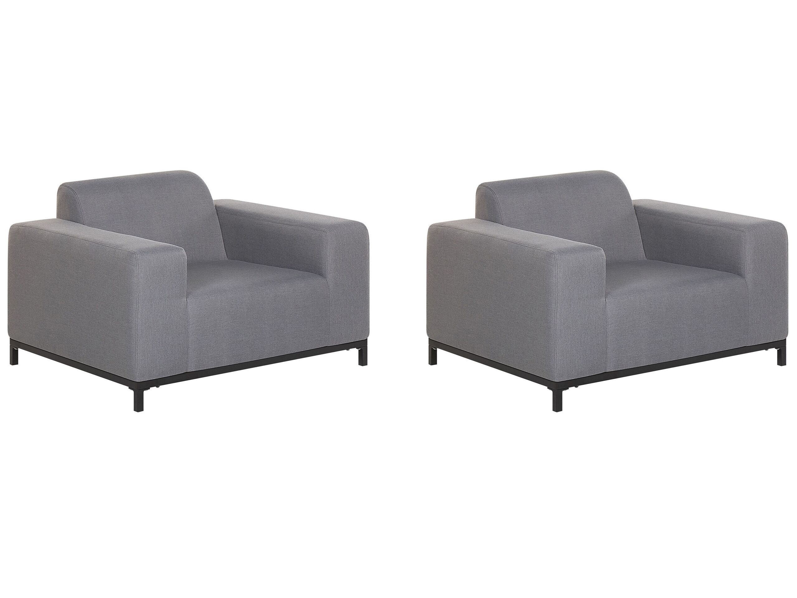 Set of 2 Garden Armchairs Grey with Black ROVIGO - Gemini Interiors
