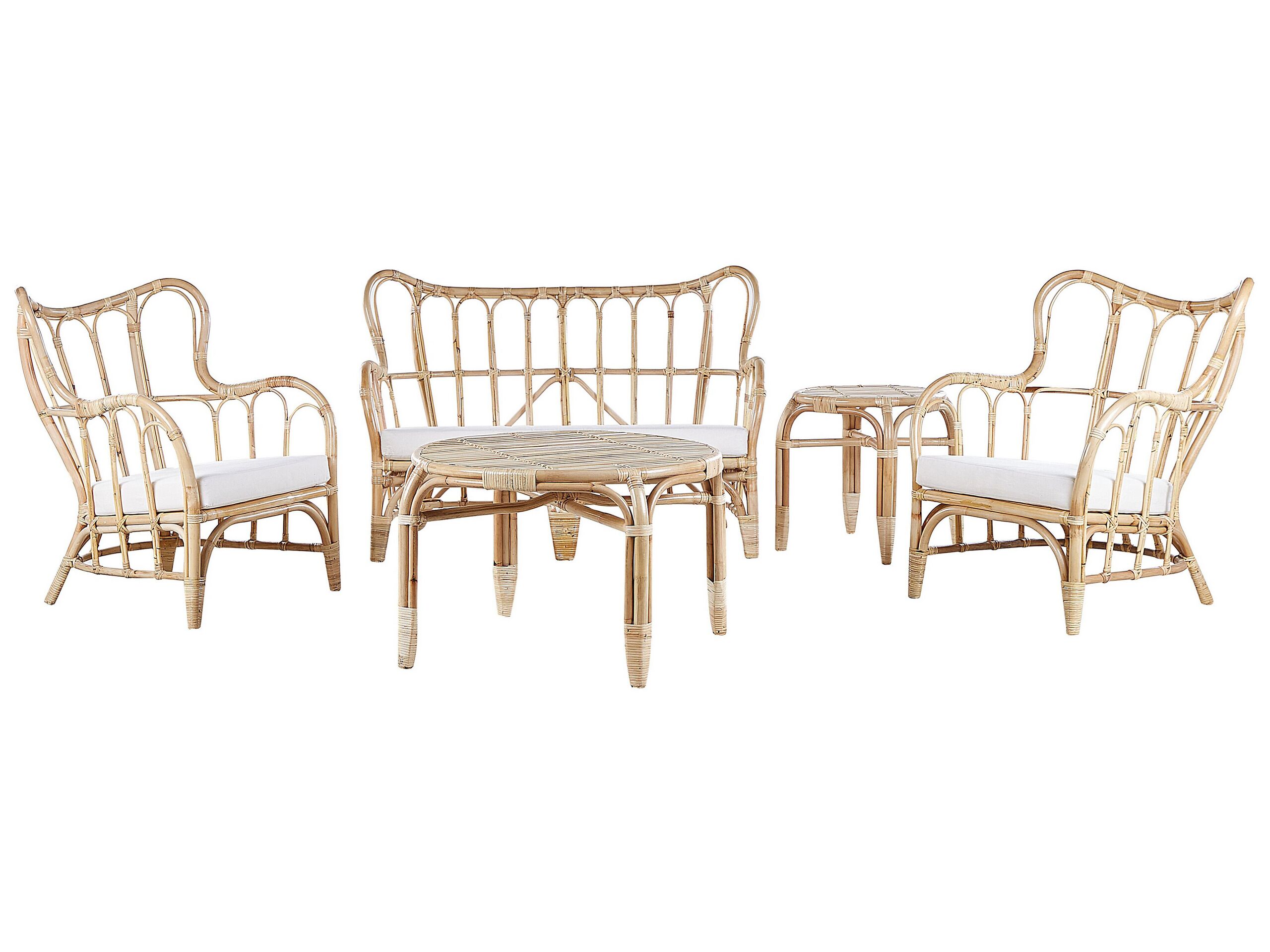 4 Seater Rattan Garden Sofa Set Natural BRINDISI - Gemini Interiors