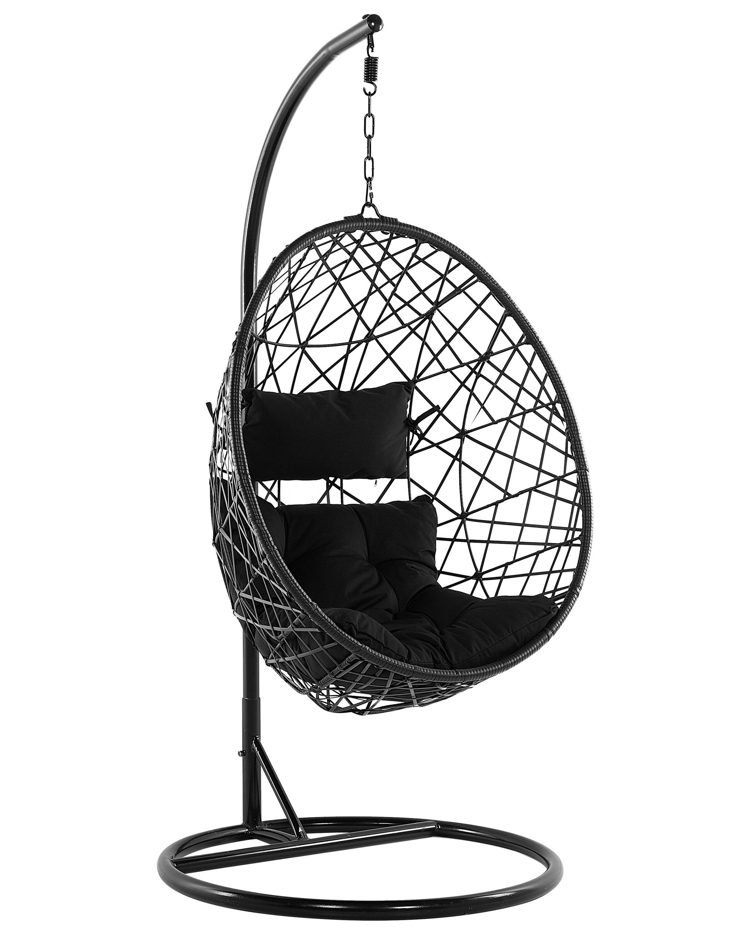 PE Rattan Hanging Chair with Stand Black ALATRI - Gemini Interiors