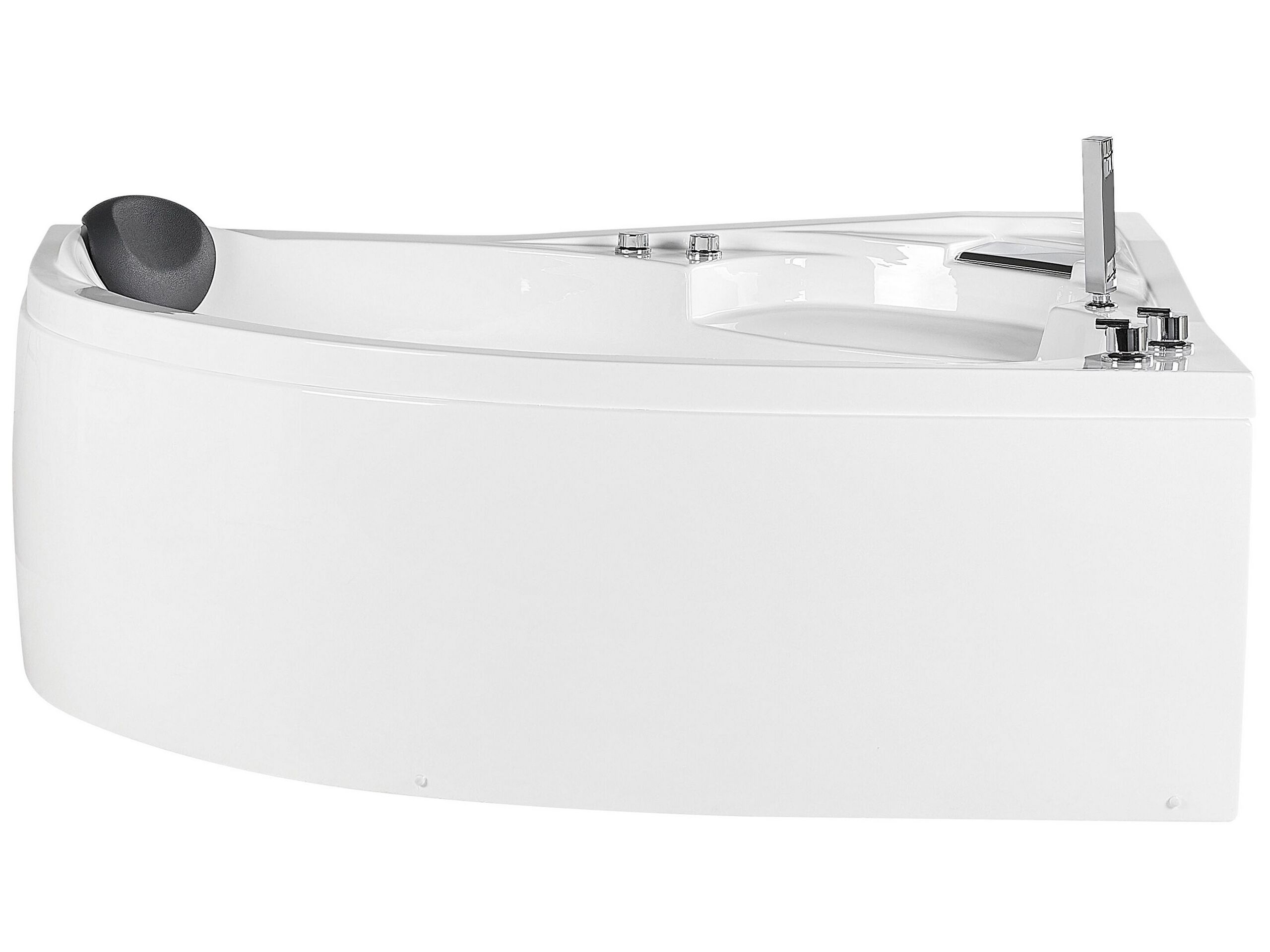 Left Hand Whirlpool Corner Bath with LED 1500 x 1000 mm White NEIVA - Gemini Interiors