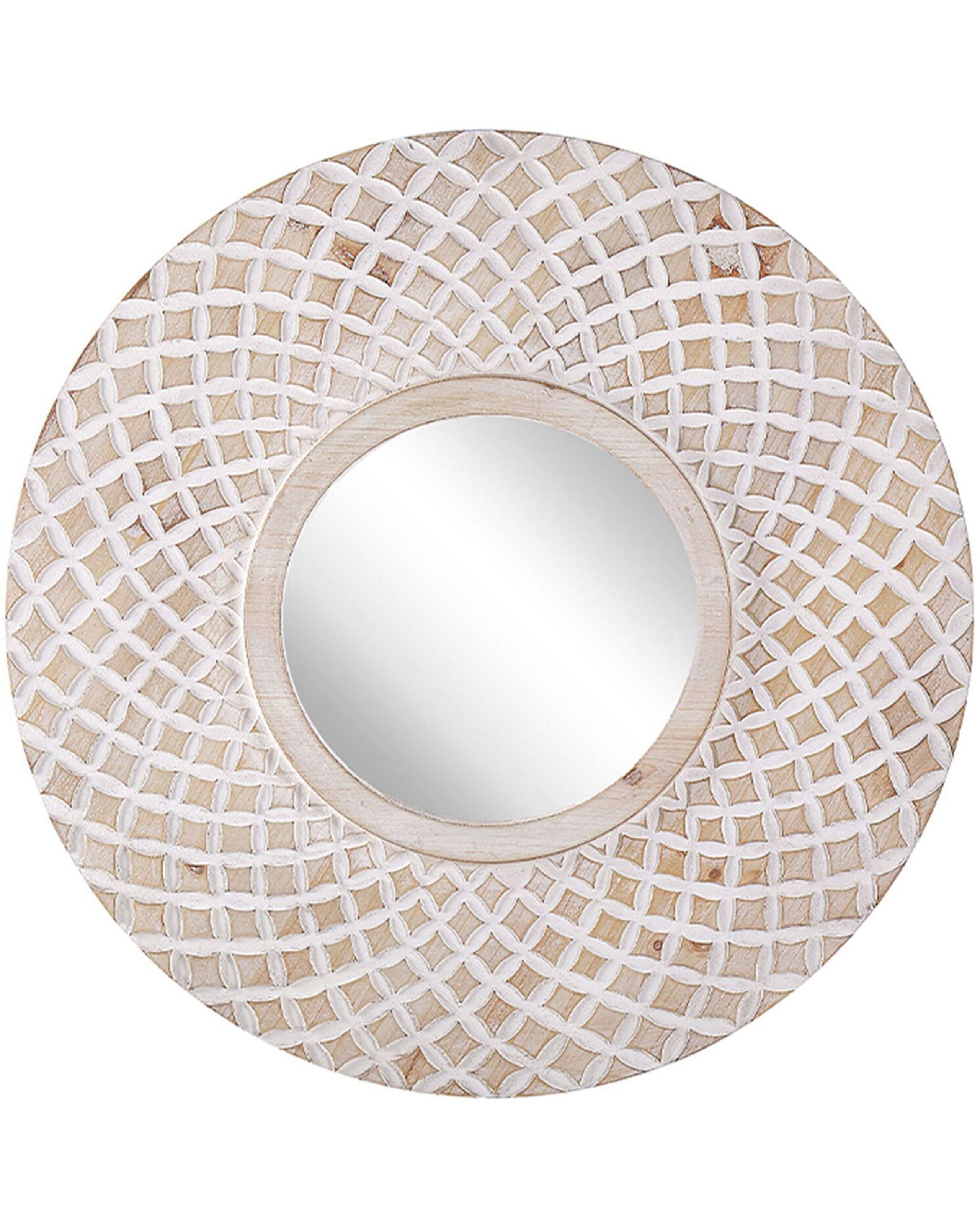 Round Wall Mirror 60cm Light Wood - Gemini Interiors