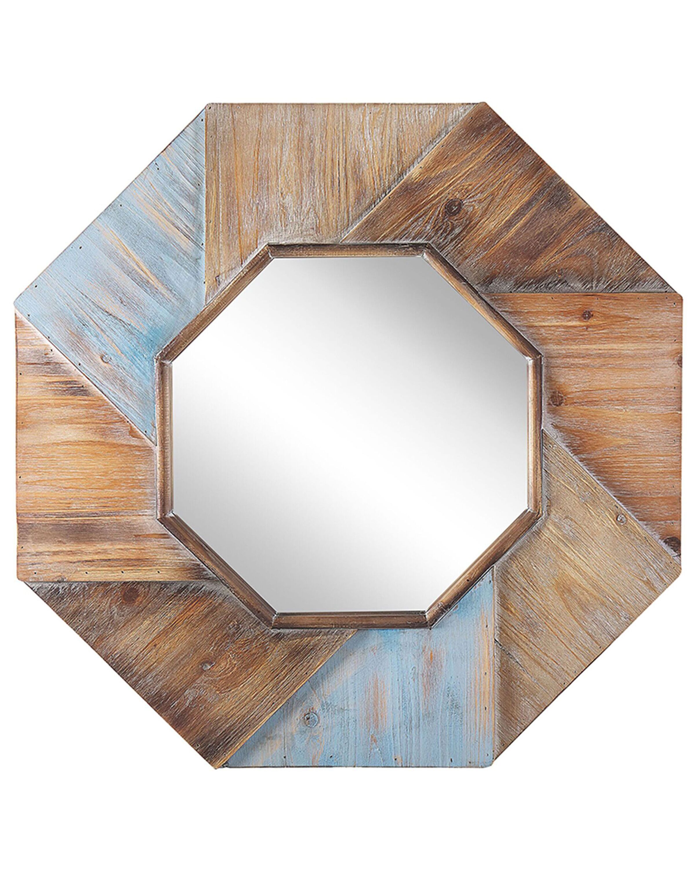 Octagonal Wooden Wall Mirror 77x77cm Multicolour - Gemini Interiors