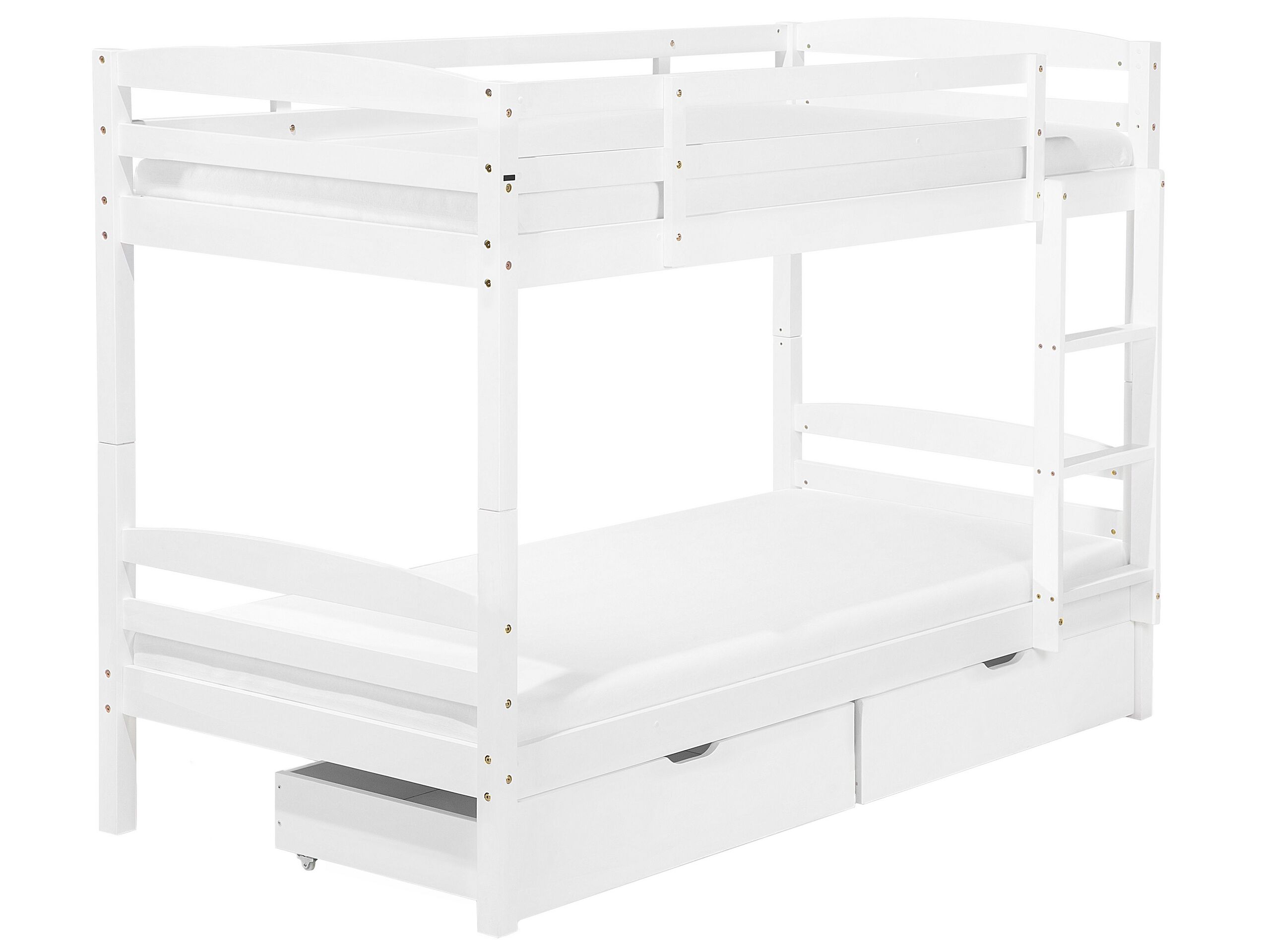 Wooden EU Single Size Bunk Bed with Storage White REGAT - Gemini Interiors