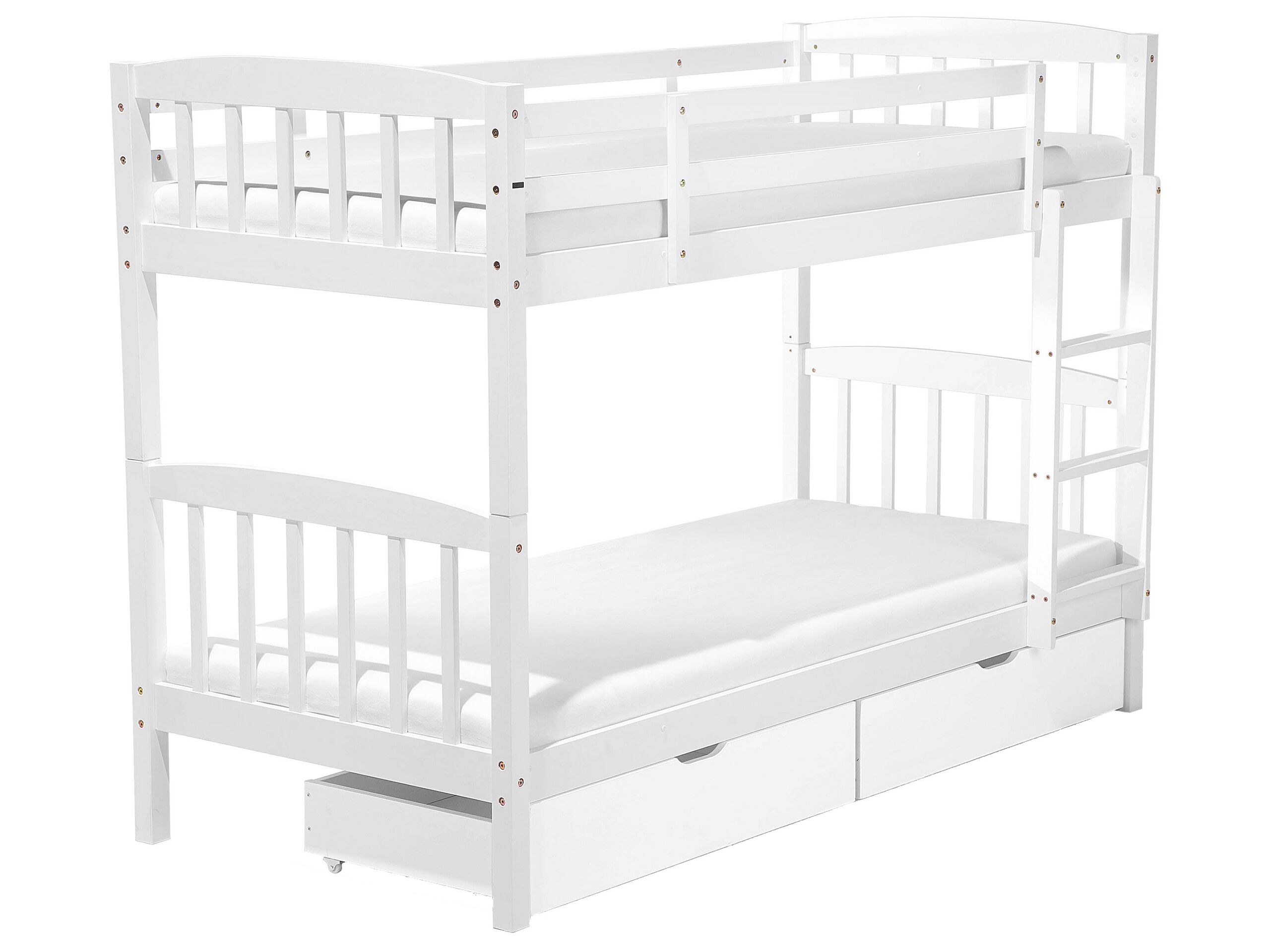 Wooden EU Single Size Bunk Bed with Storage White REVIN - Gemini Interiors