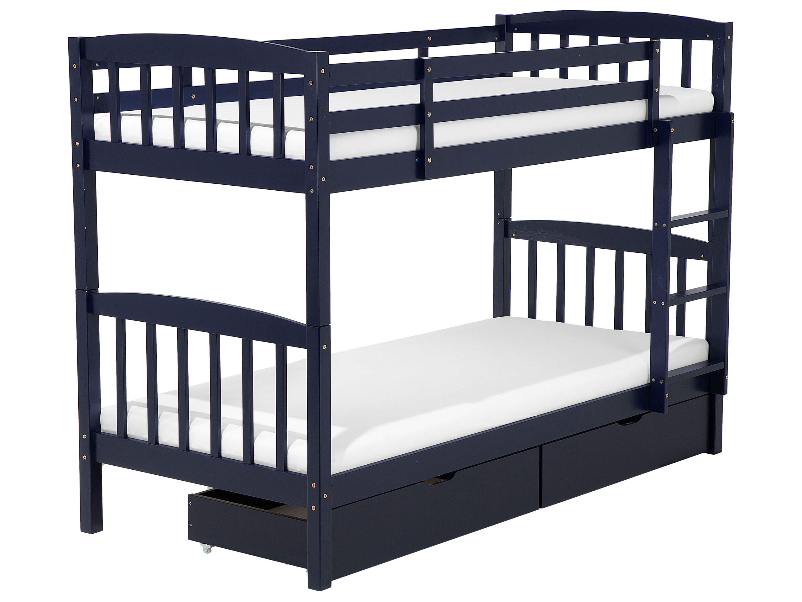 Wooden EU Single Size Bunk Bed with Storage Dark Blue REVIN - Gemini Interiors