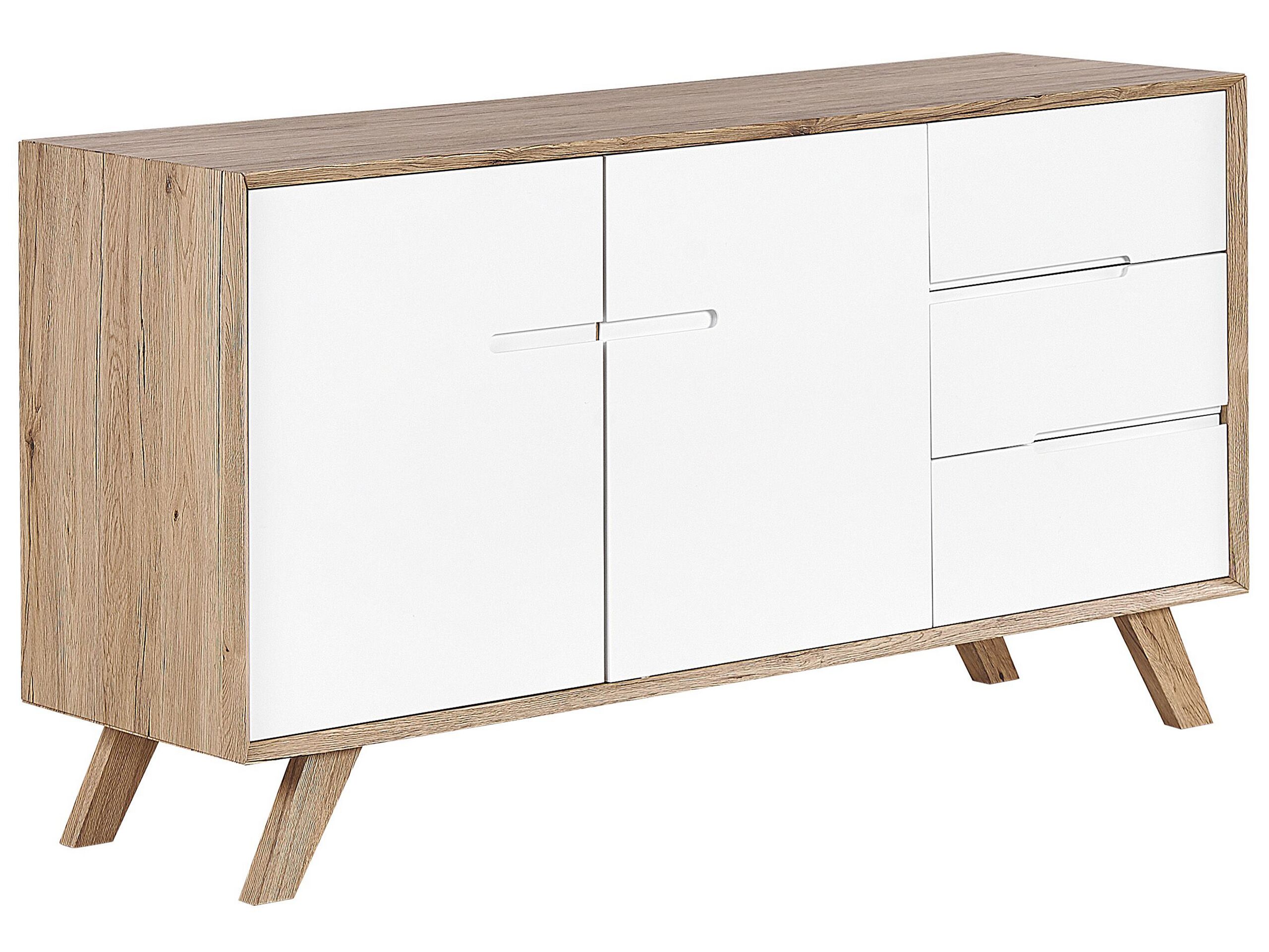 3 Drawer Sideboard White and Light Wood FORESTER - Gemini Interiors