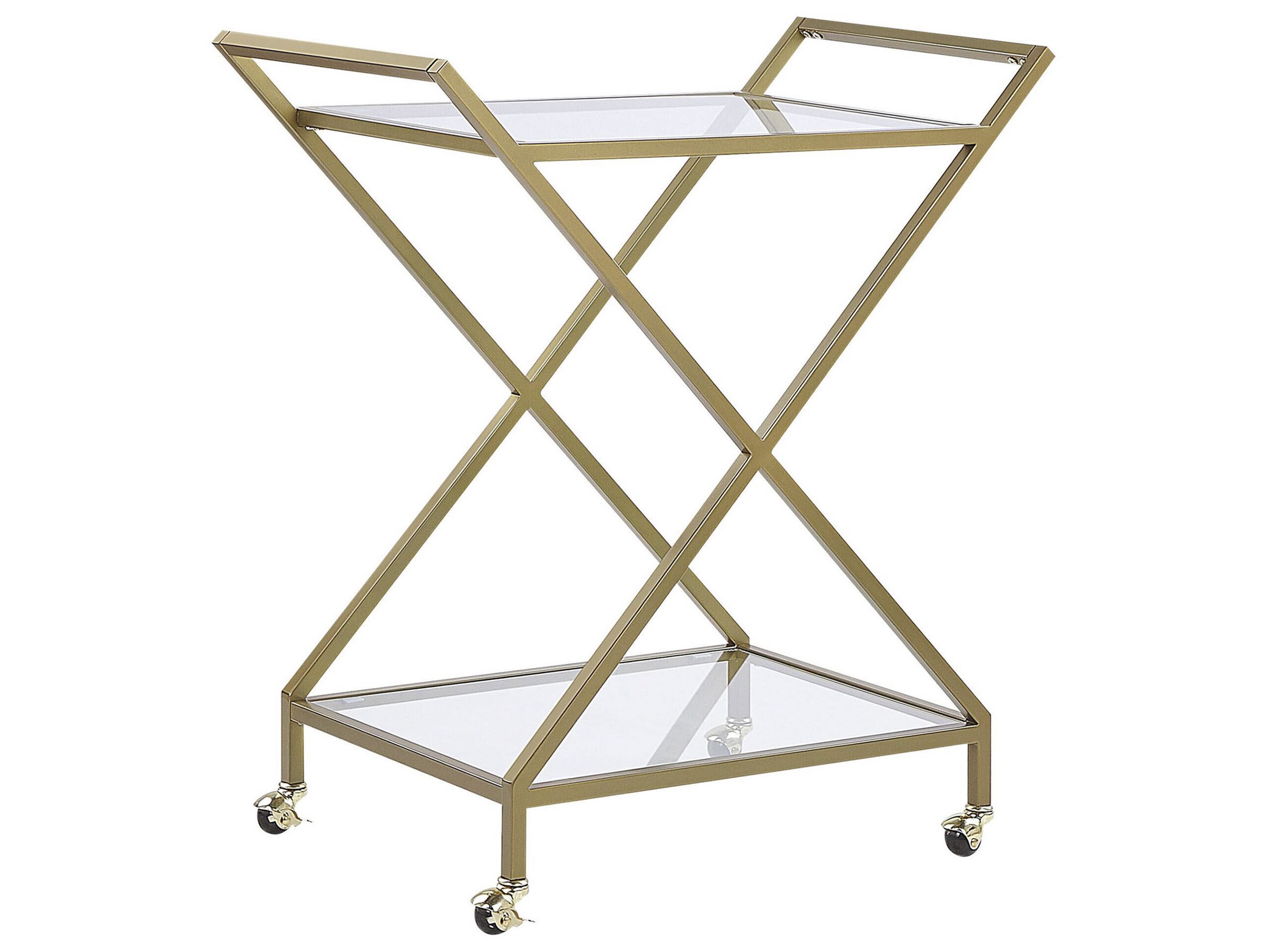 Metal Drinks Trolley with Glass Top Gold IVERA - Gemini Interiors