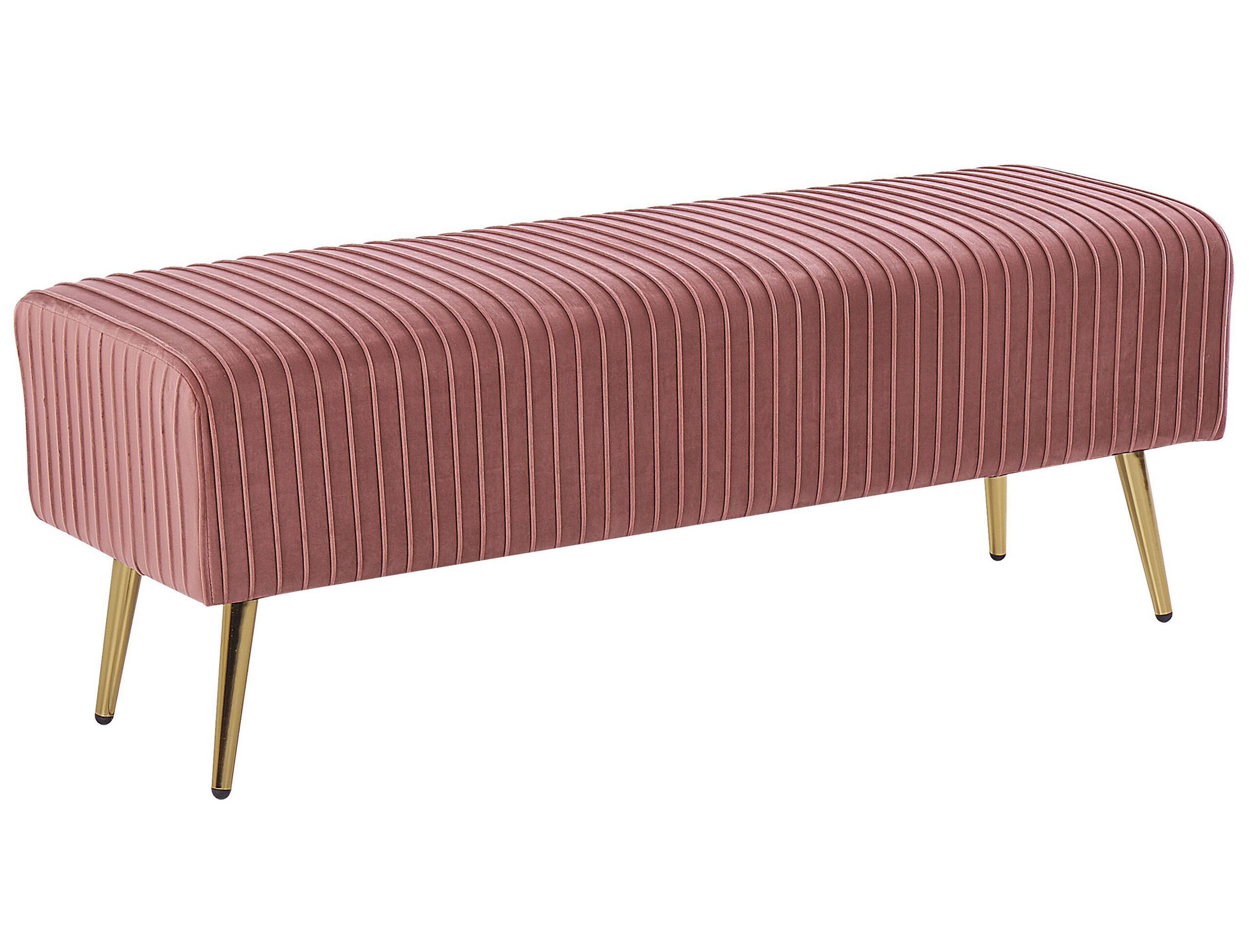 Velvet Bedroom Bench Pink PATERSON - Gemini Interiors
