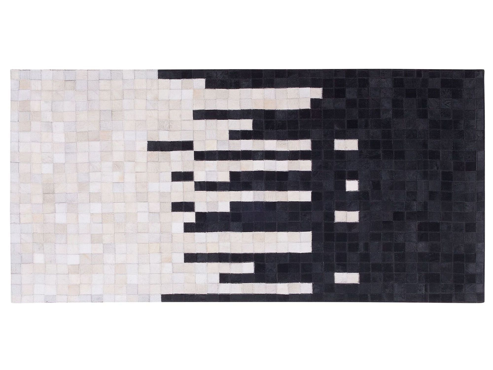 Cowhide Area Rug 80x150cm Black and White - Gemini Interiors
