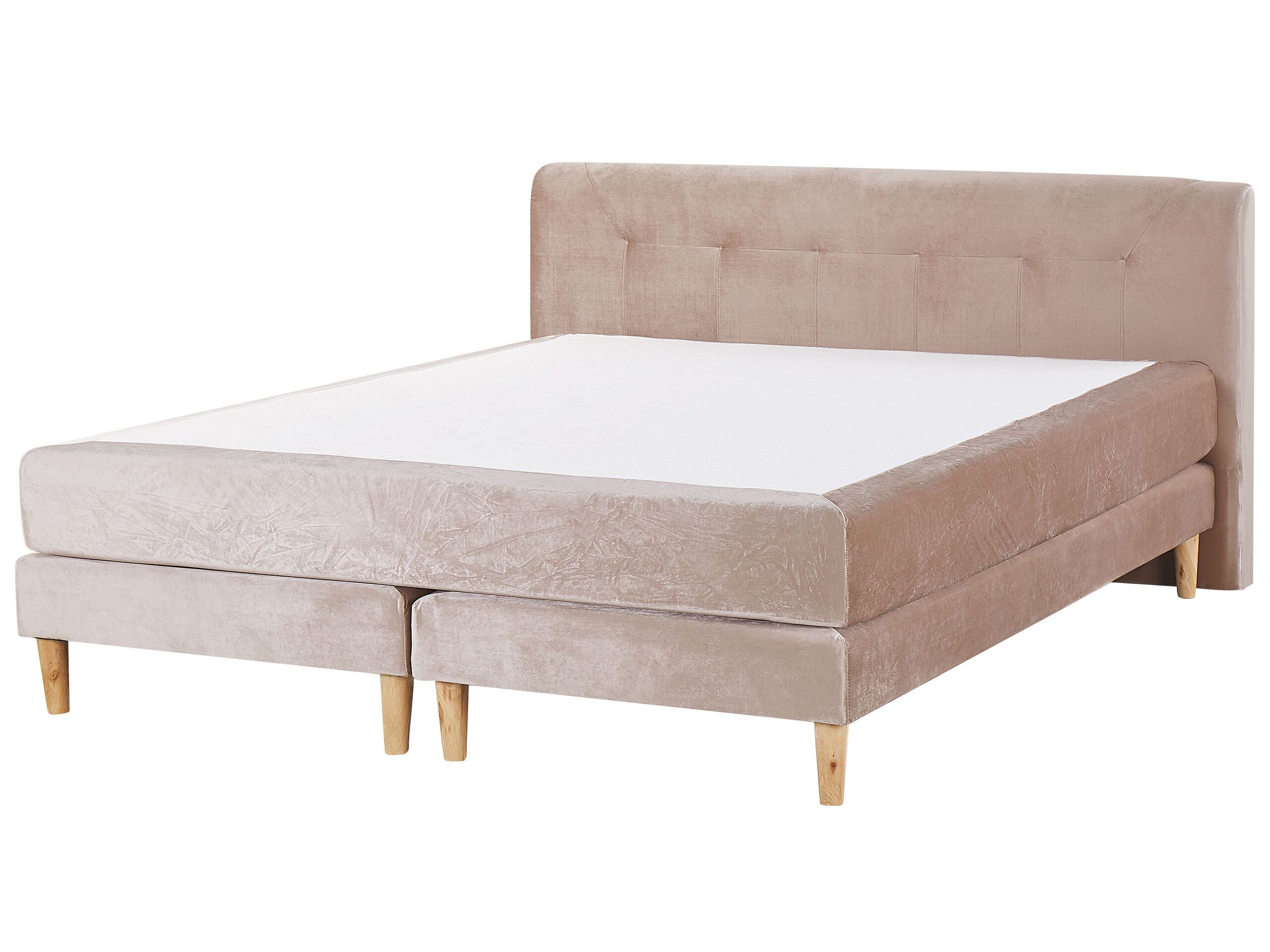 Velvet EU Super King Size Divan Bed Beige MARQUISE - Gemini Interiors
