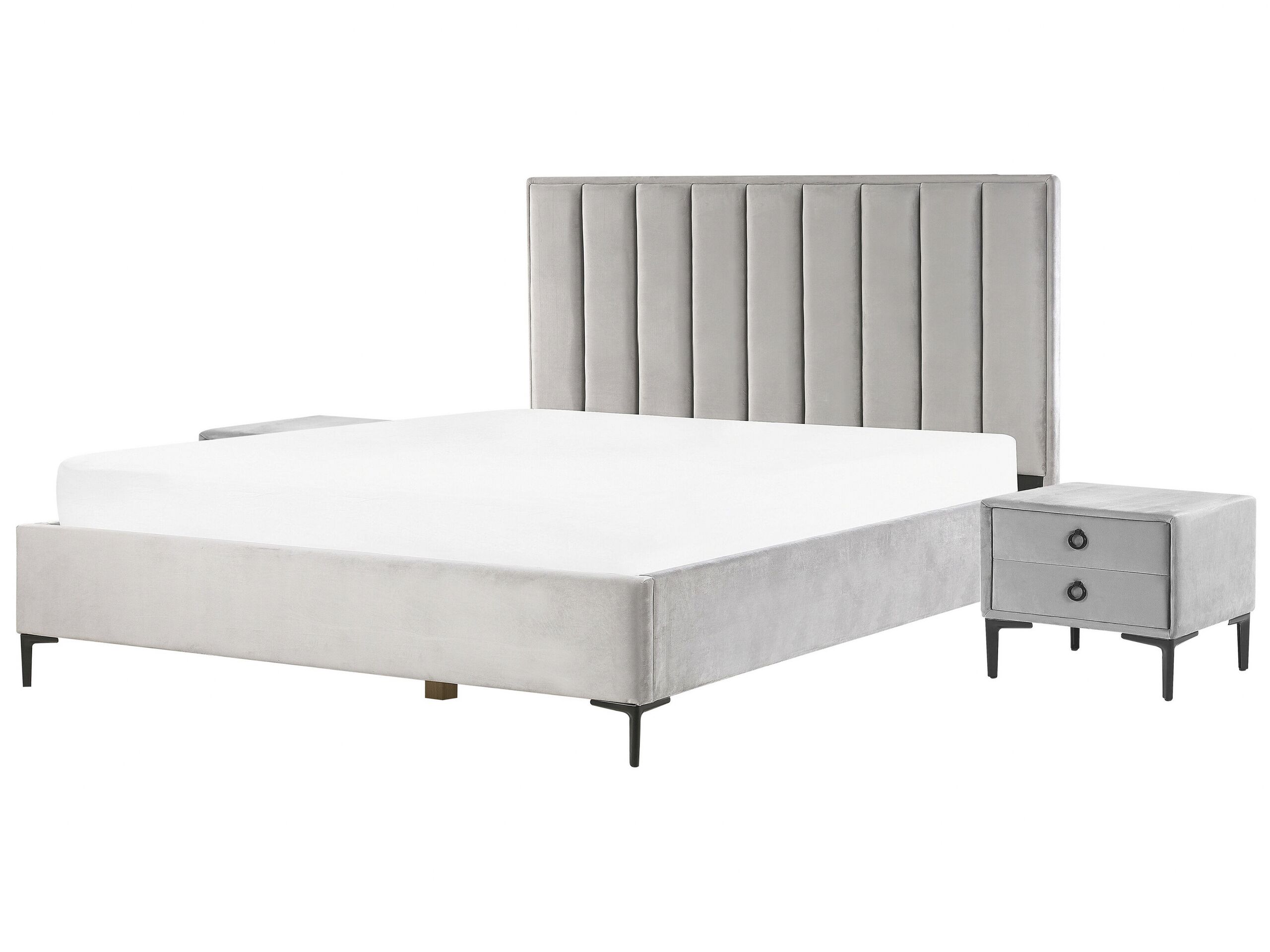 3 Piece Bedroom Set Velvet EU Super King Size Grey SEZANNE - Gemini Interiors