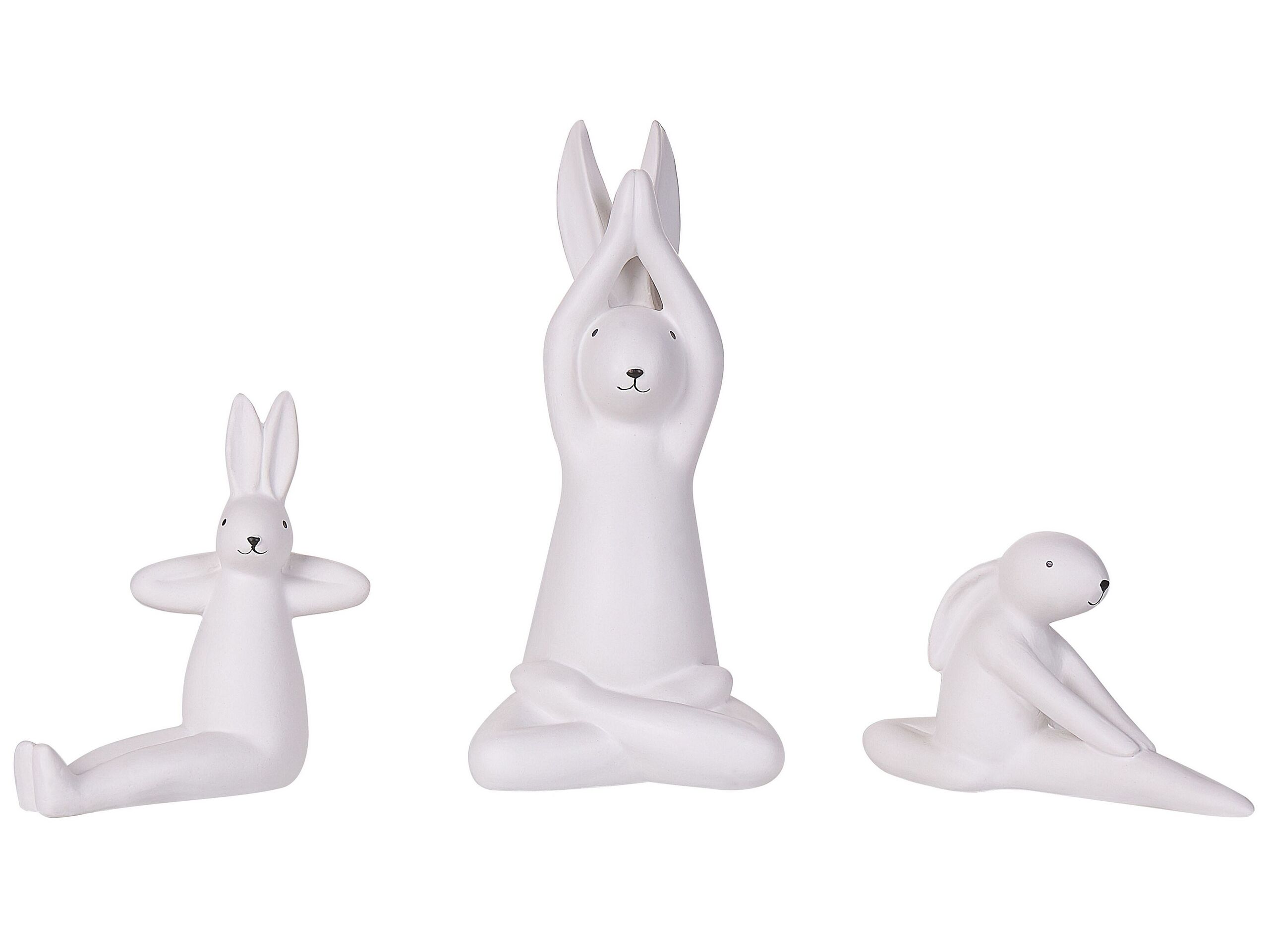 Set of 3 Figurines Bunny White BREST - Gemini Interiors