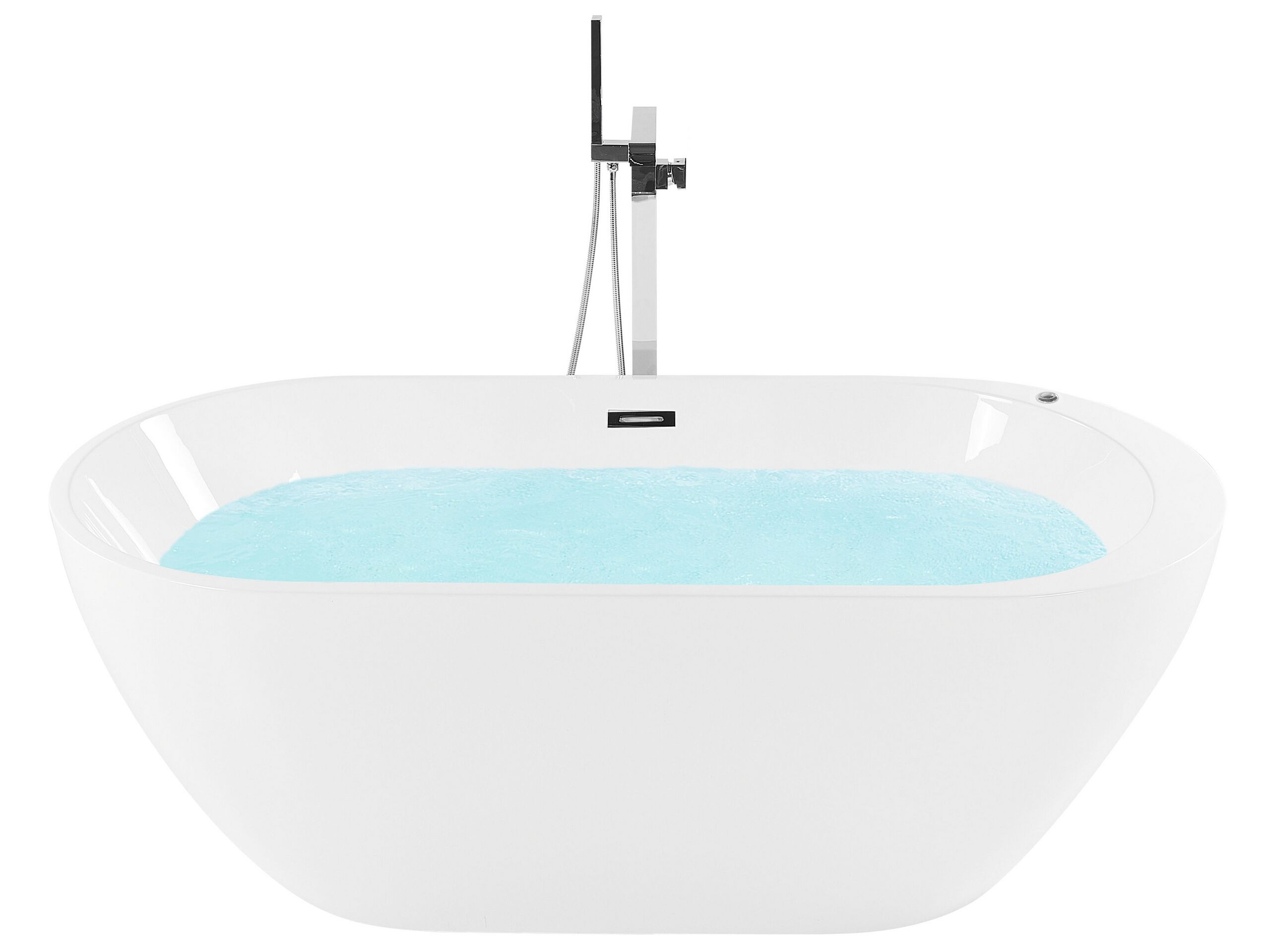 Freestanding Whirlpool Bath with LED 1700 x 800 mm White NEVIS - Gemini Interiors