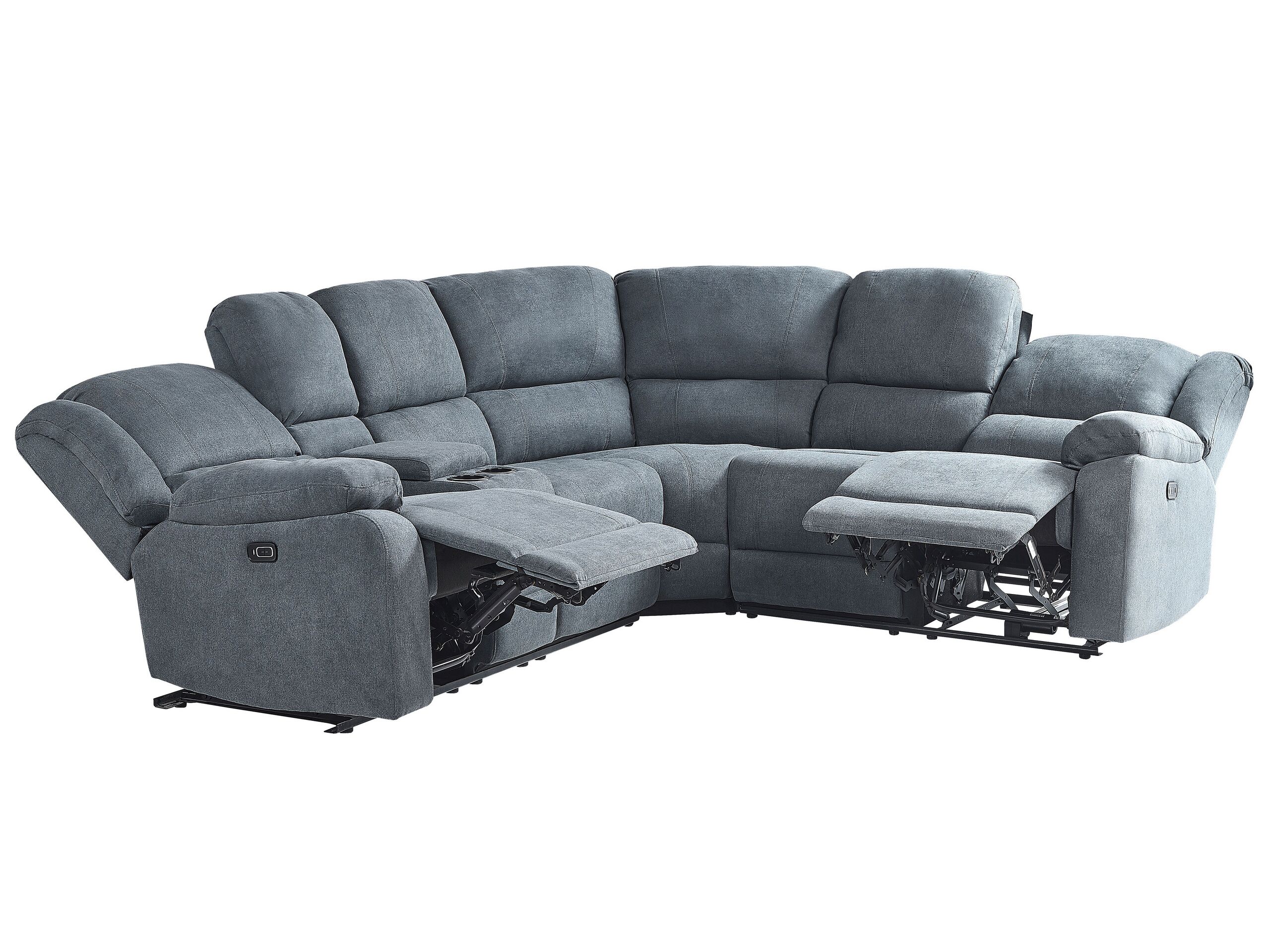 Corner Fabric Electric Recliner Sofa with USB Port Grey ROKKE - Gemini Interiors