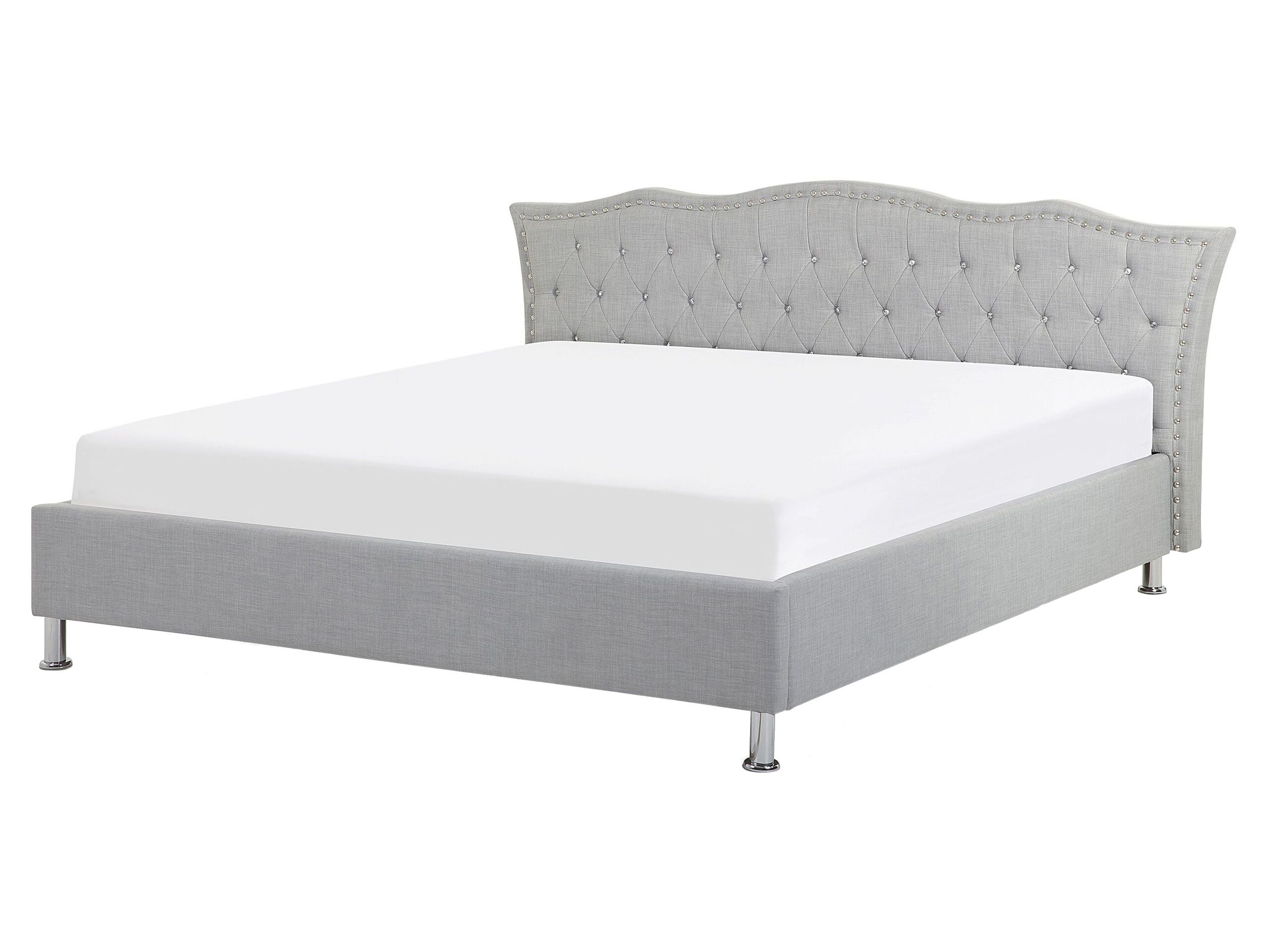 Fabric EU King Size Bed Grey METZ - Gemini Interiors