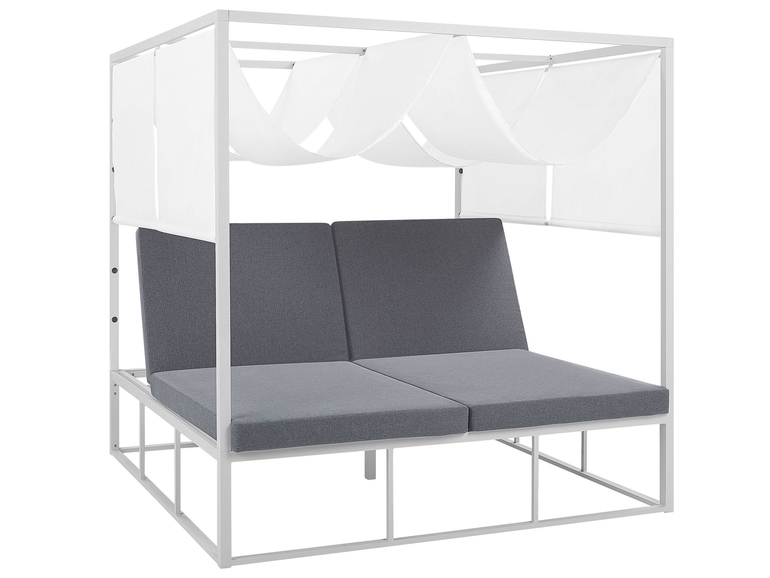 Garden Four Poster Daybed with Canopy White and Grey PALLANZA - Gemini Interiors
