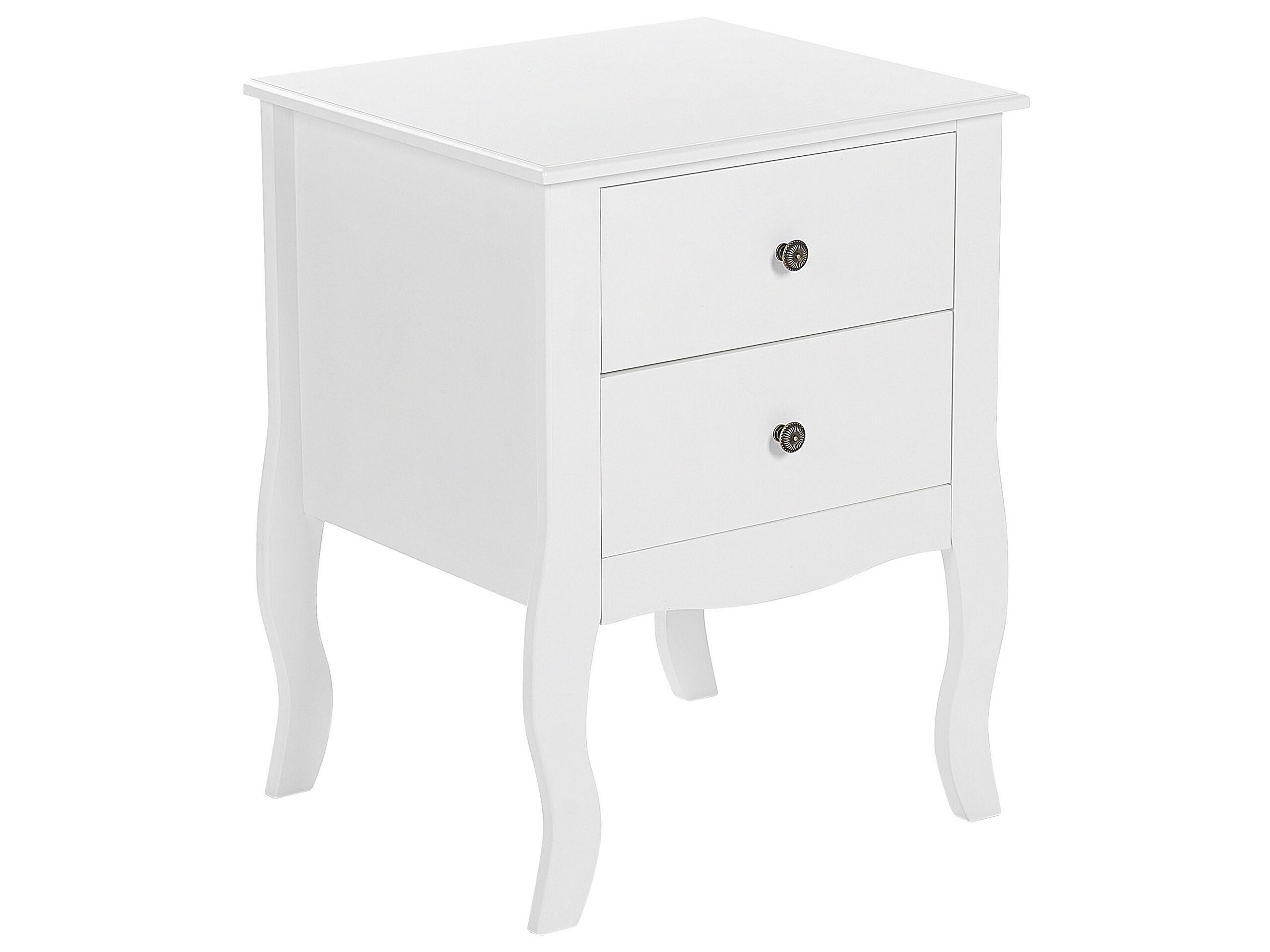 Bedside Table - CLACTON Chen 2 Drawer Nightstand White 45cm - Gemini Interiors