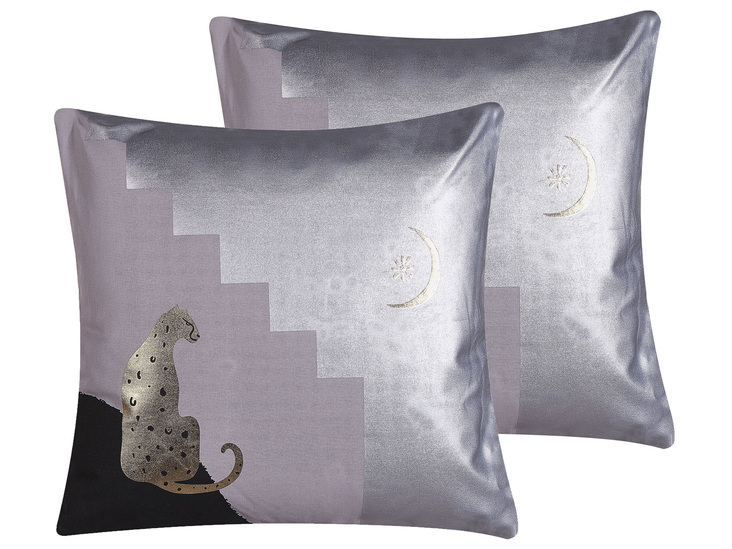 Set of 2 Cotton Cushions Cheetah Motif 45x45cm Multicolour - Gemini Interiors