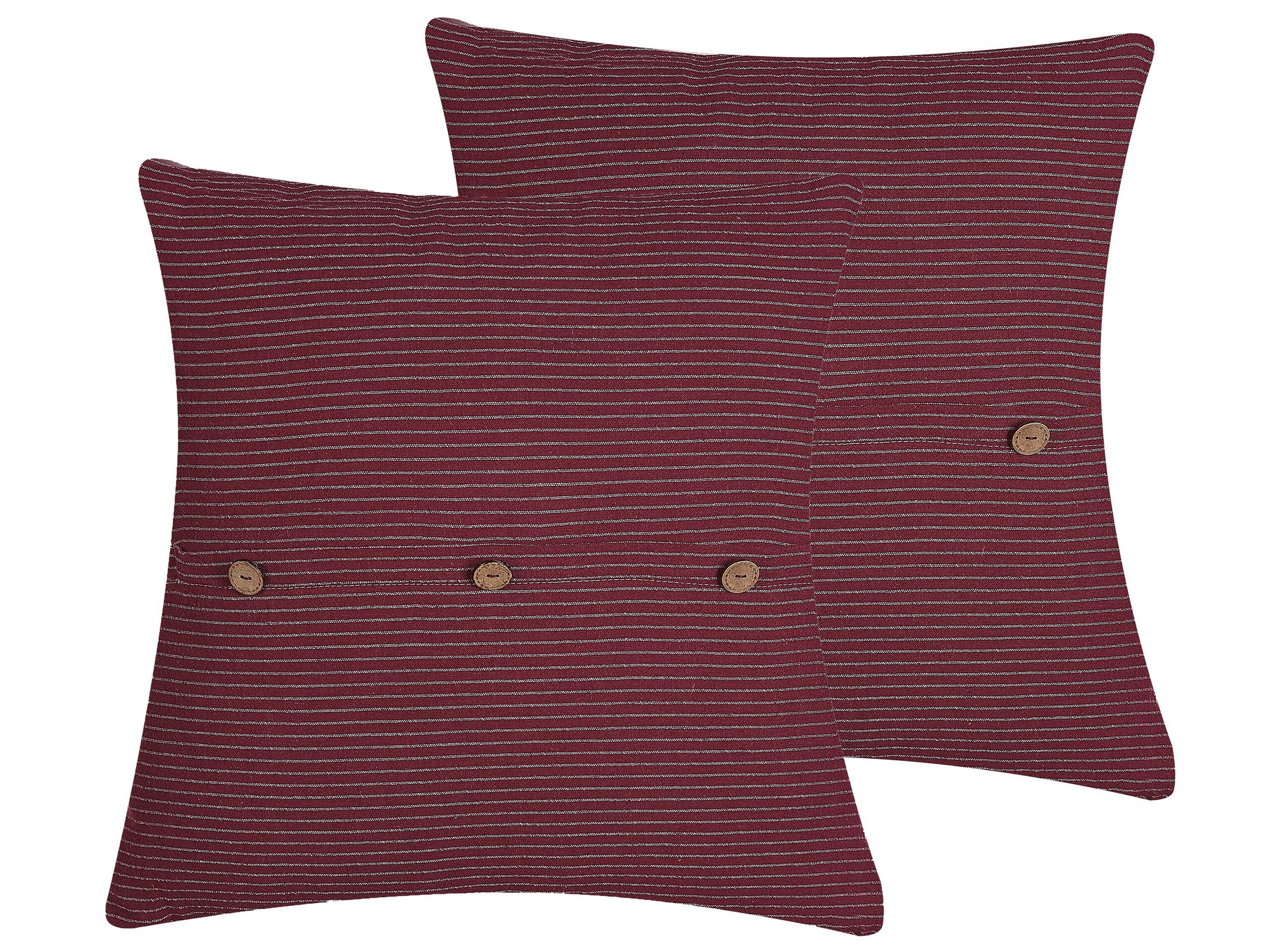 Set of 2 Cushions Striped 43x43cm Red - Gemini Interiors
