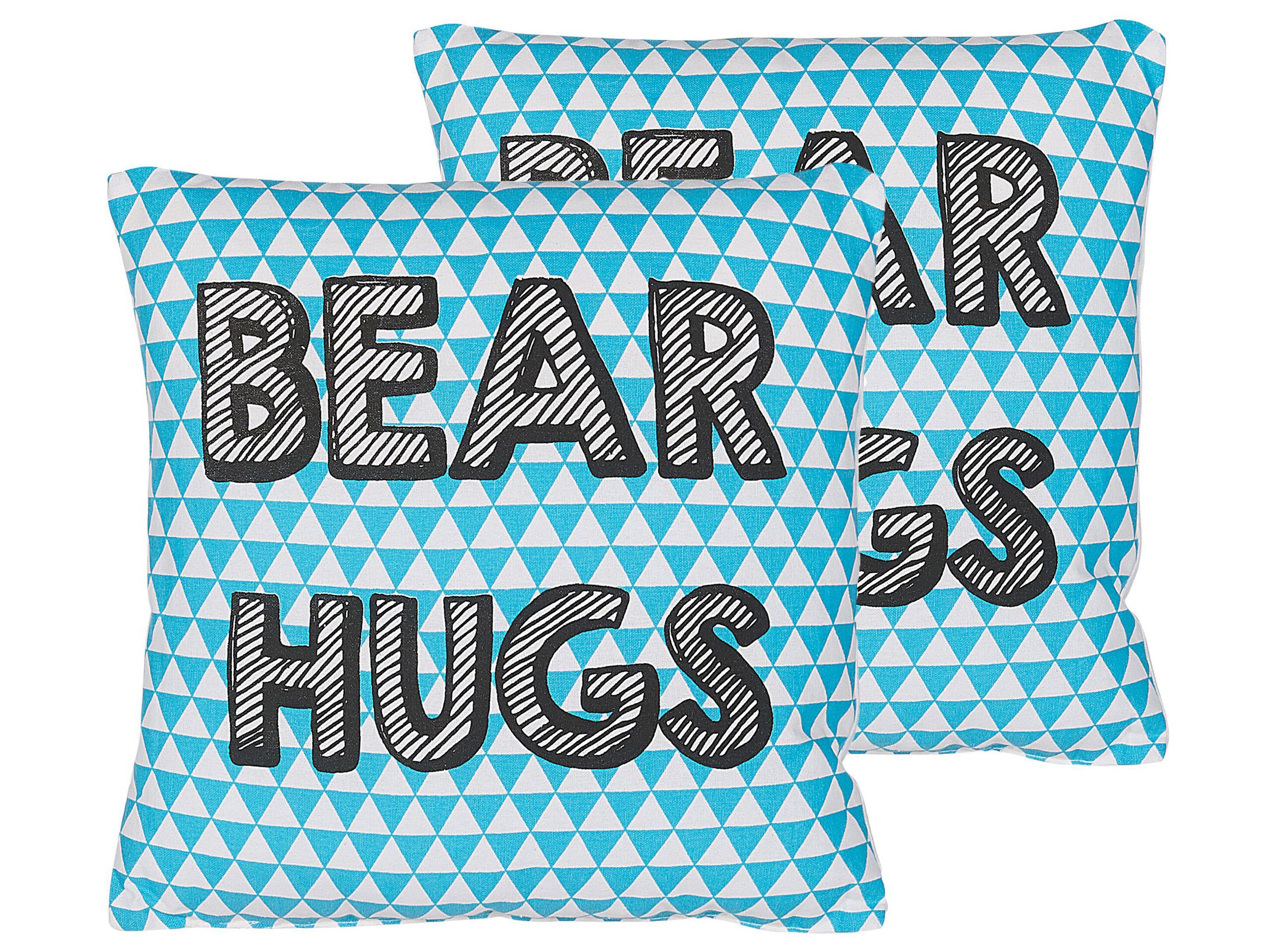 Set of 2 Cotton Kids Cushions Print 40x40cm Blue - Gemini Interiors