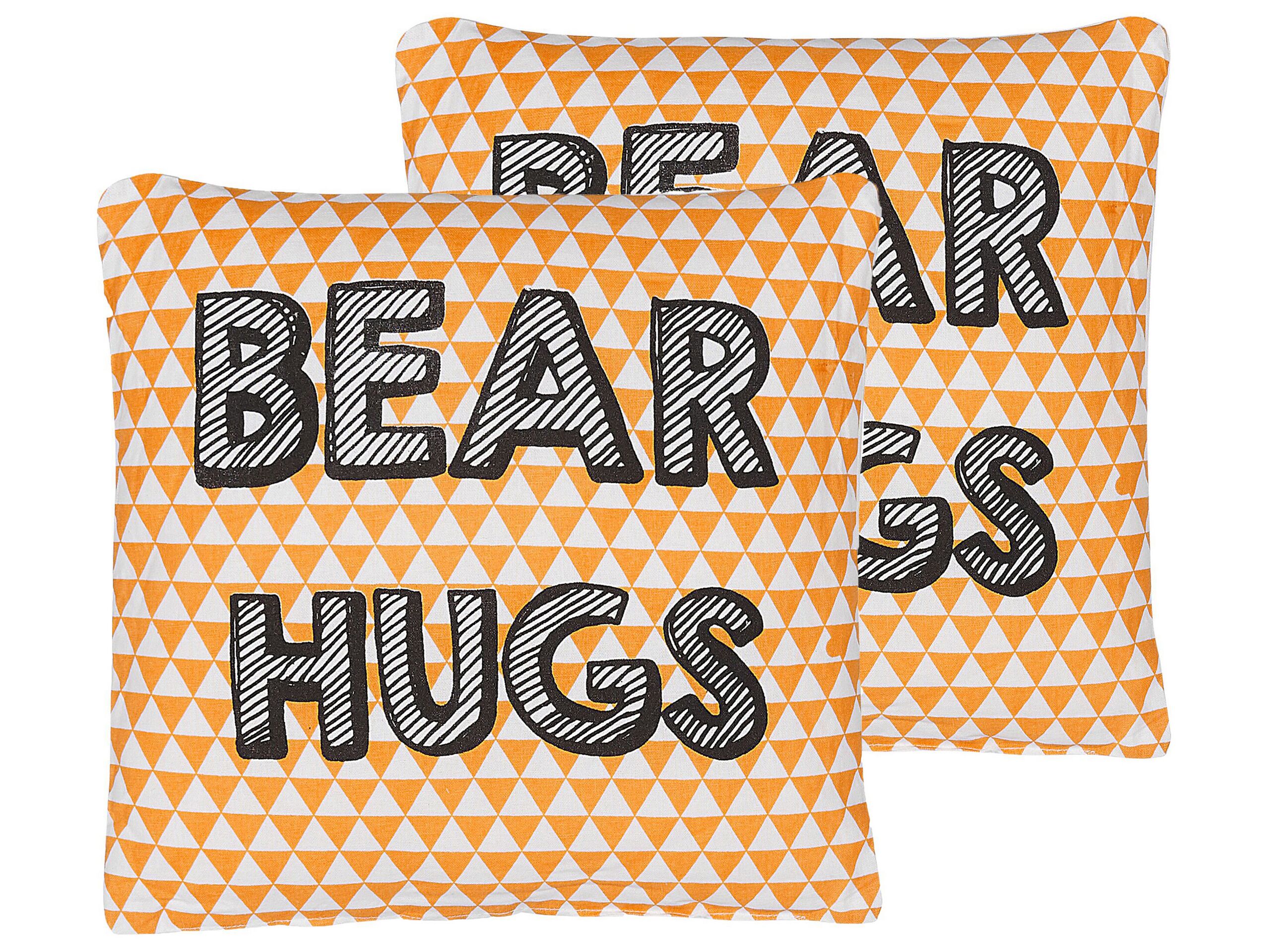 Set of 2 Cotton Kids Cushions Print 40x40cm Orange - Gemini Interiors
