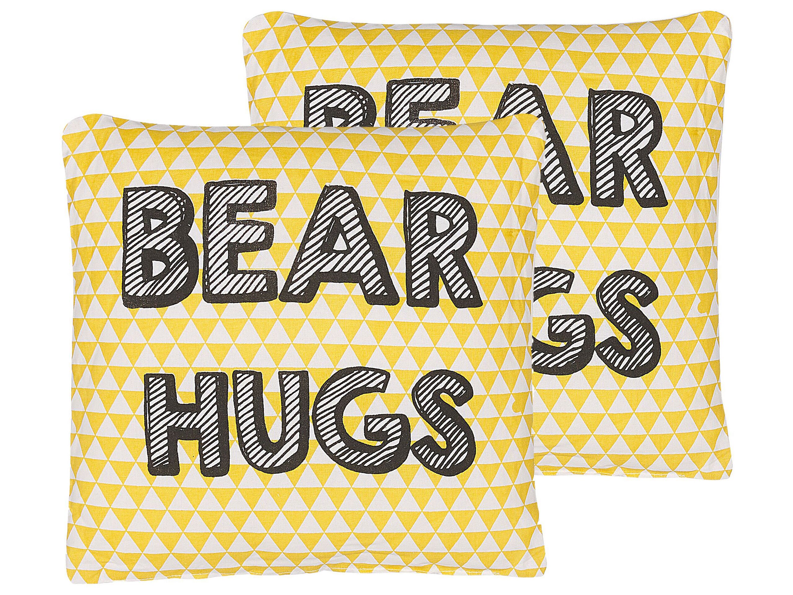 Set of 2 Cotton Kids Cushions Print 40x40cm Yellow - Gemini Interiors