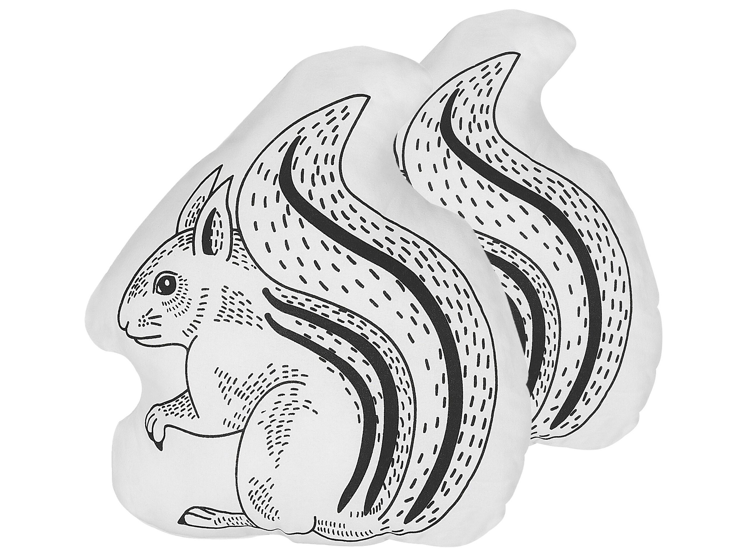 Set of 2 Cotton Kids Cushions Squirrel 42x48cm Black and White - Gemini Interiors