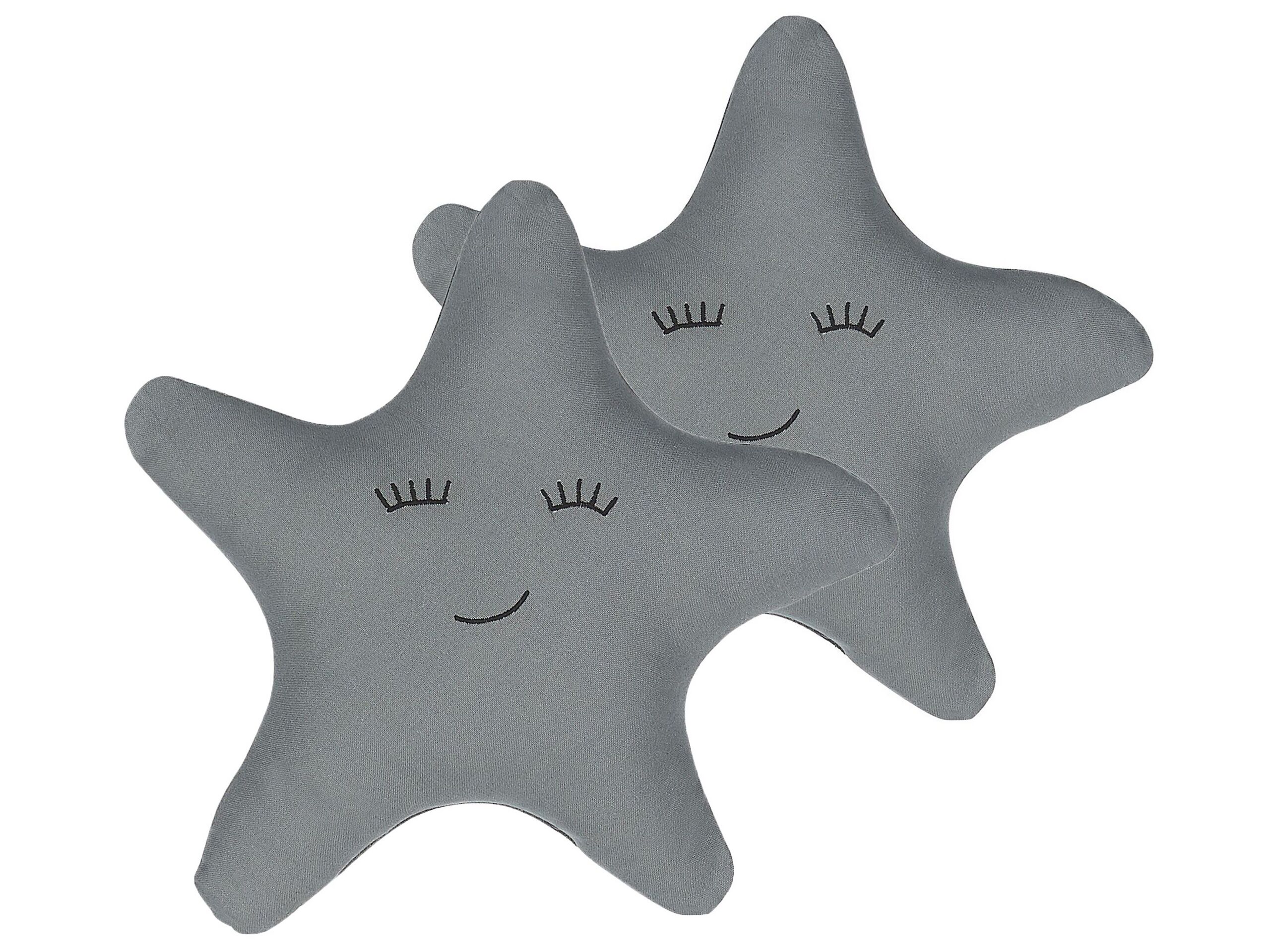 Set of 2 Cotton Kids Cushions Star 40x40cm Grey - Gemini Interiors