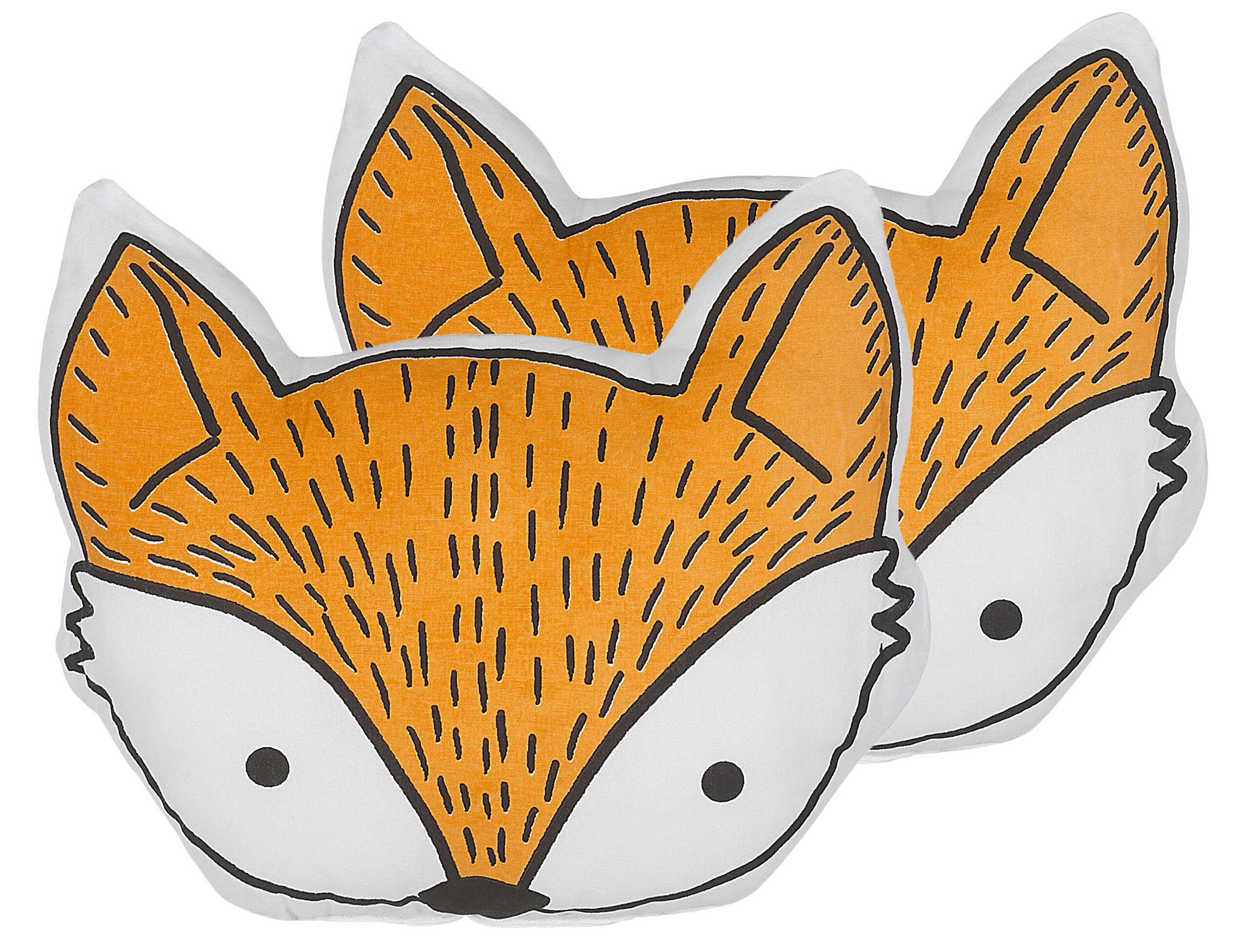Set of 2 Cotton Kids Cushions Fox 50x40cm Orange - Gemini Interiors