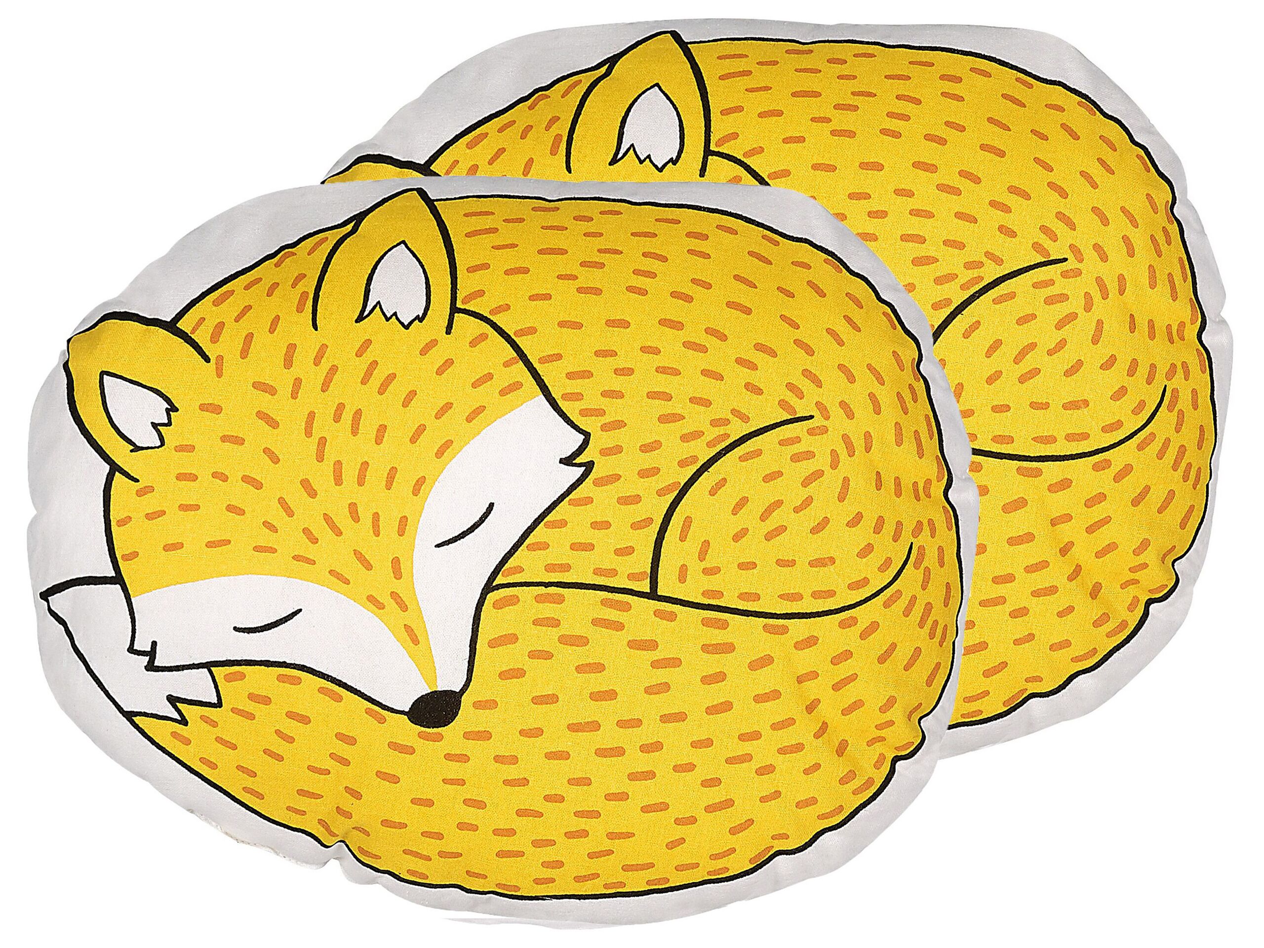 Set of 2 Cotton Kids Cushions Fox 50x40cm Yellow - Gemini Interiors