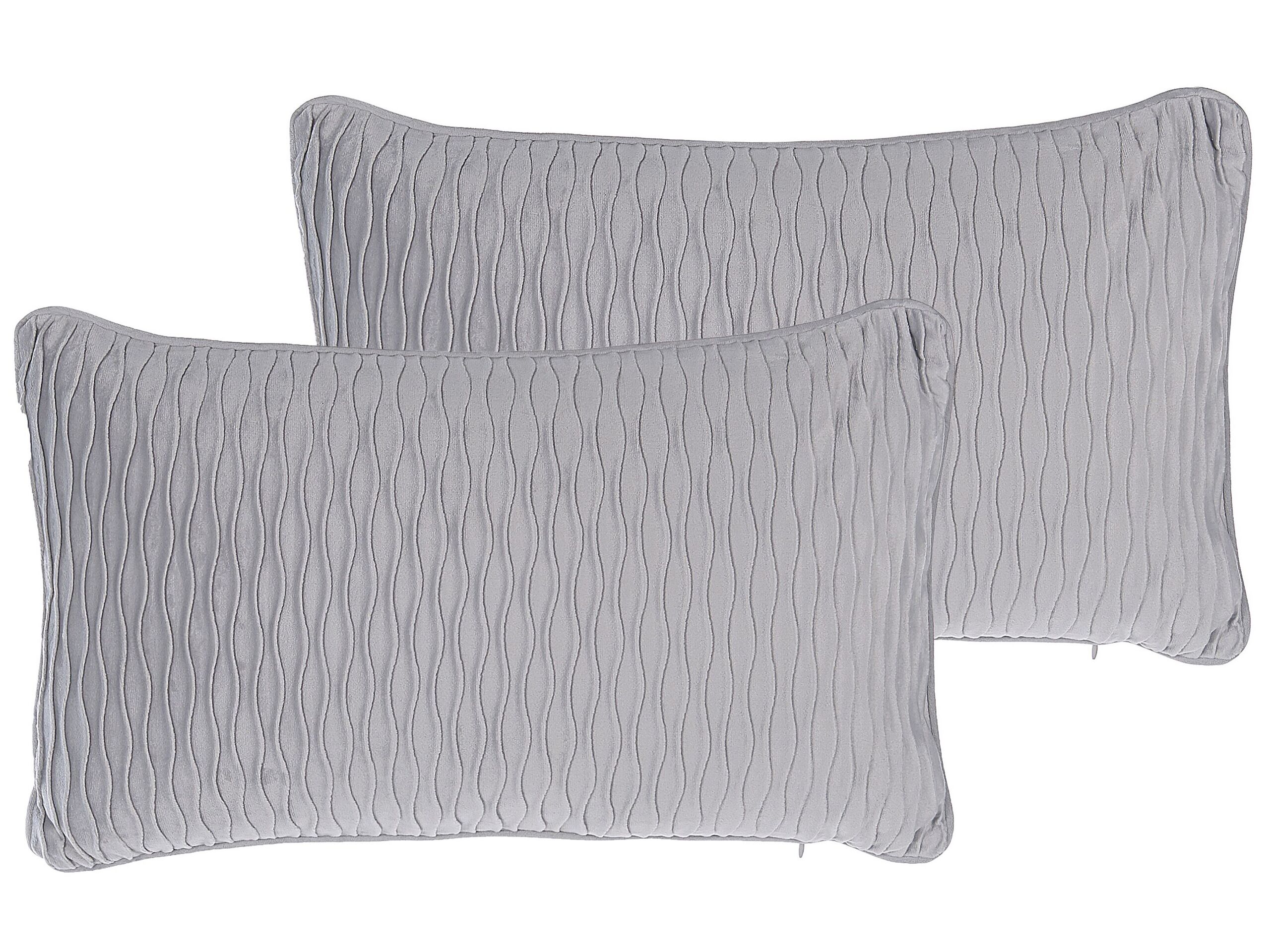 Set of 2 Embossed Cushions 30x50cm Grey - Gemini Interiors