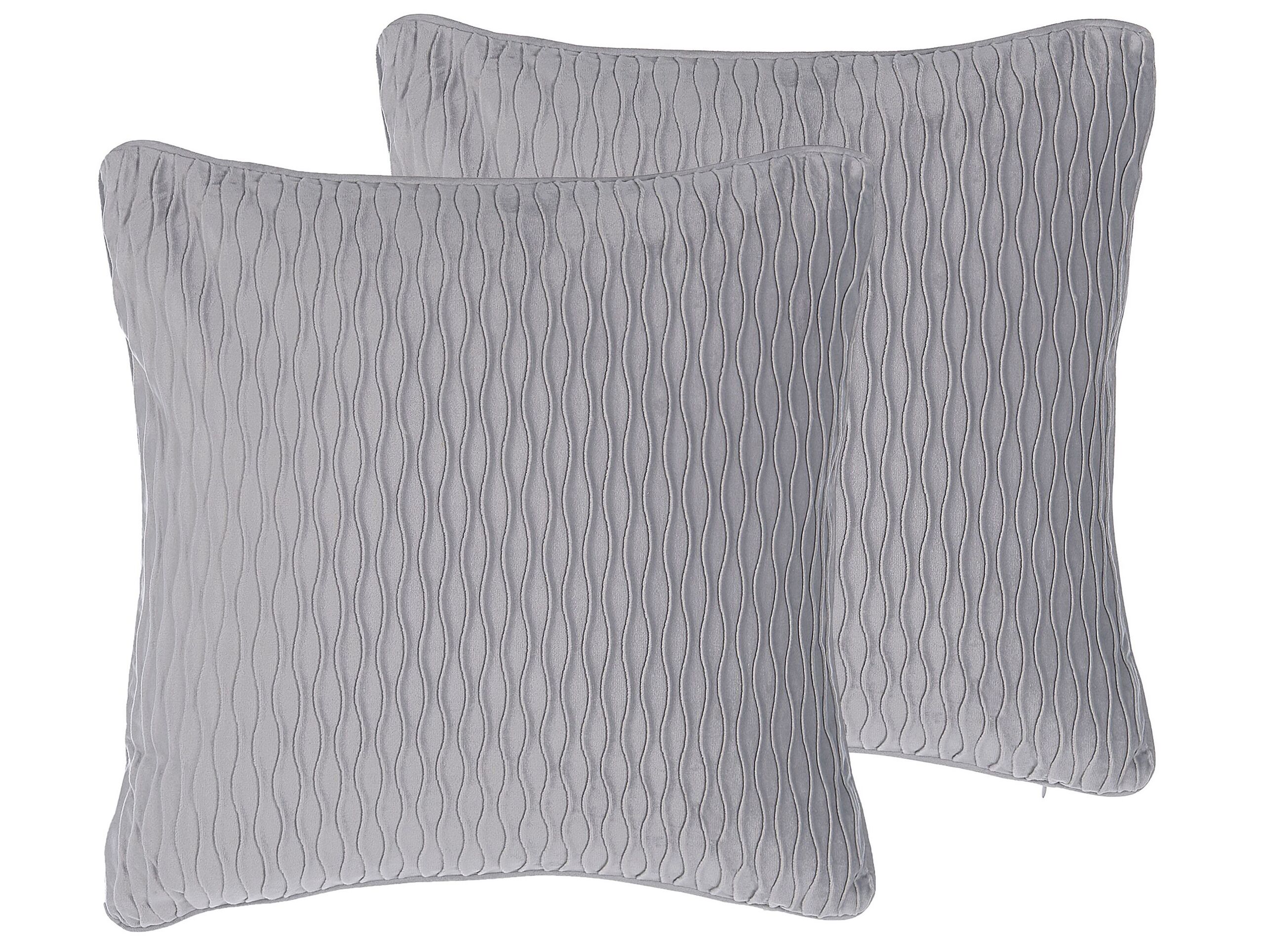 Set of 2 Embossed Cushions 45x45cm Grey - Gemini Interiors