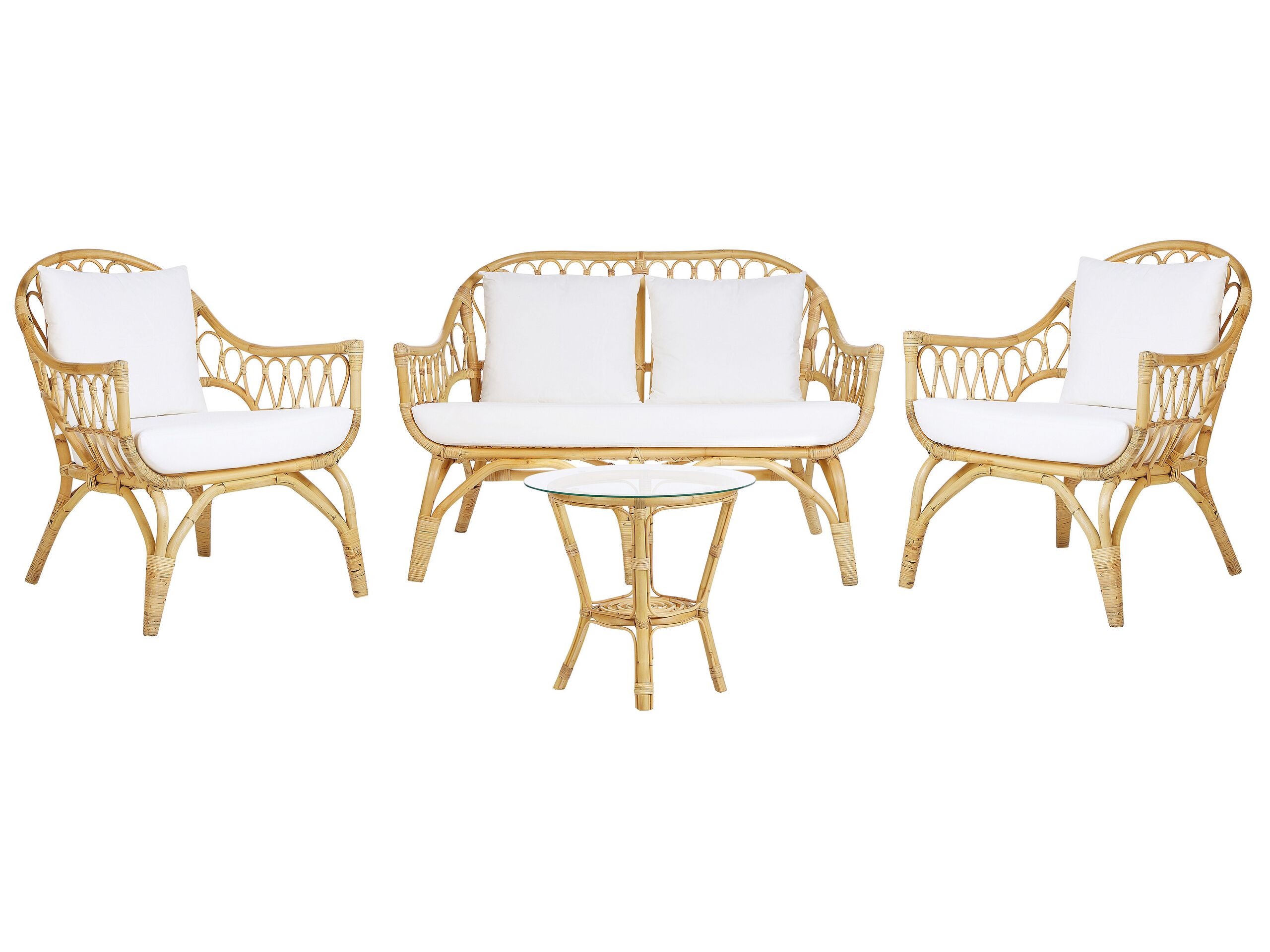 4 Seater Rattan Sofa Set Natural SIBARI - Gemini Interiors