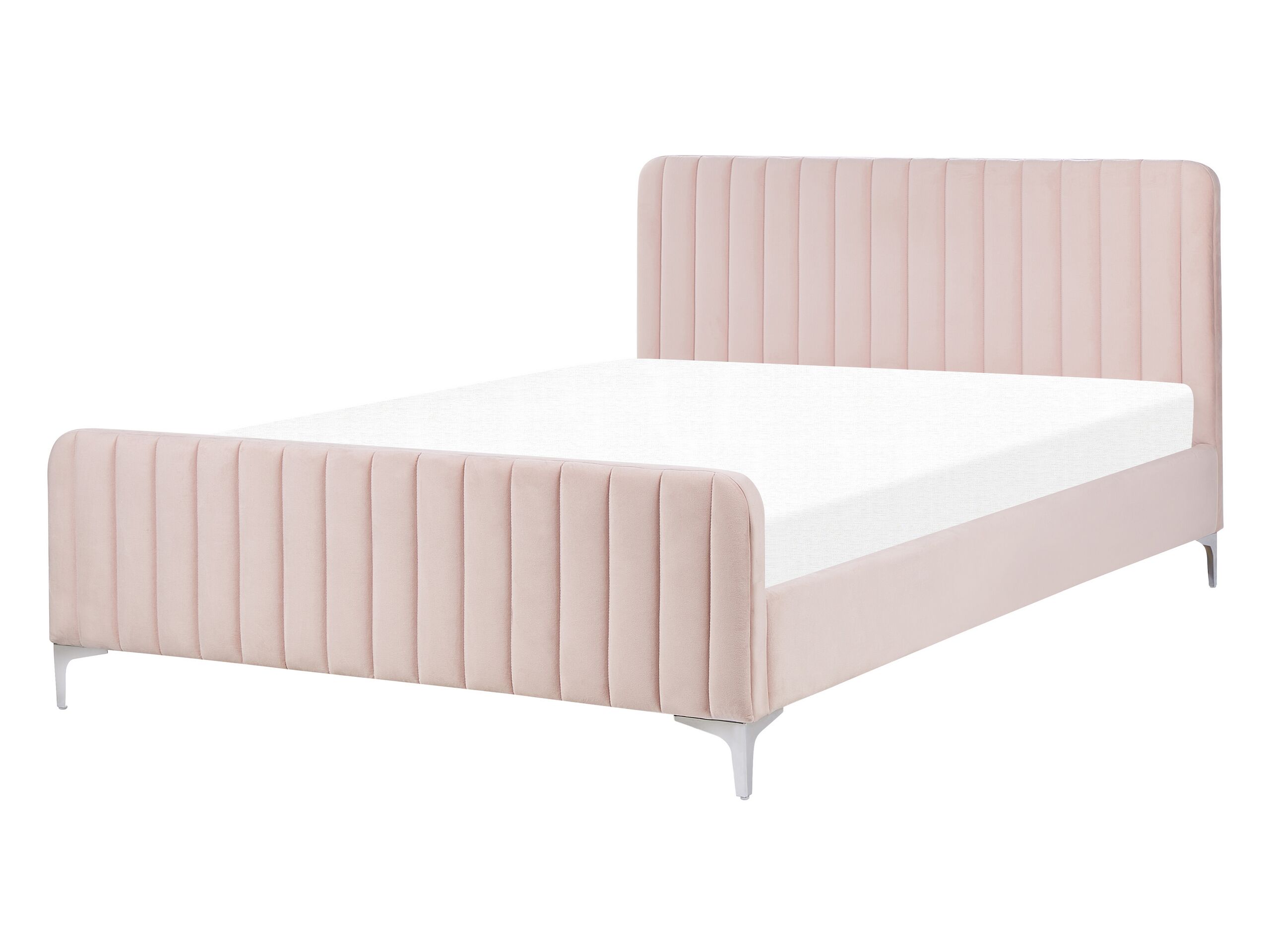 Velvet EU Double Size Bed Pastel Pink LUNAN - Gemini Interiors