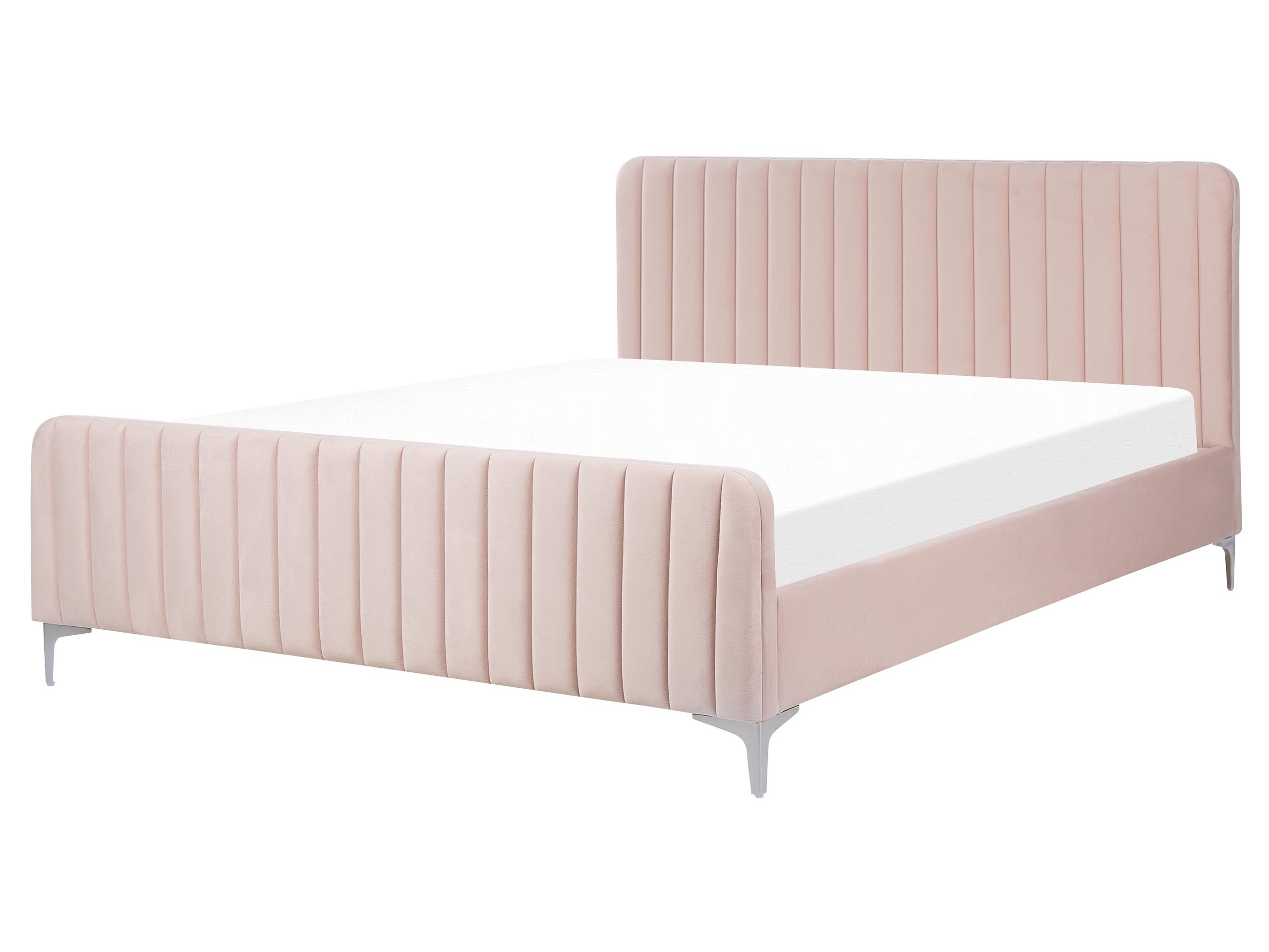 Velvet EU King Size Bed Pastel Pink LUNAN - Gemini Interiors