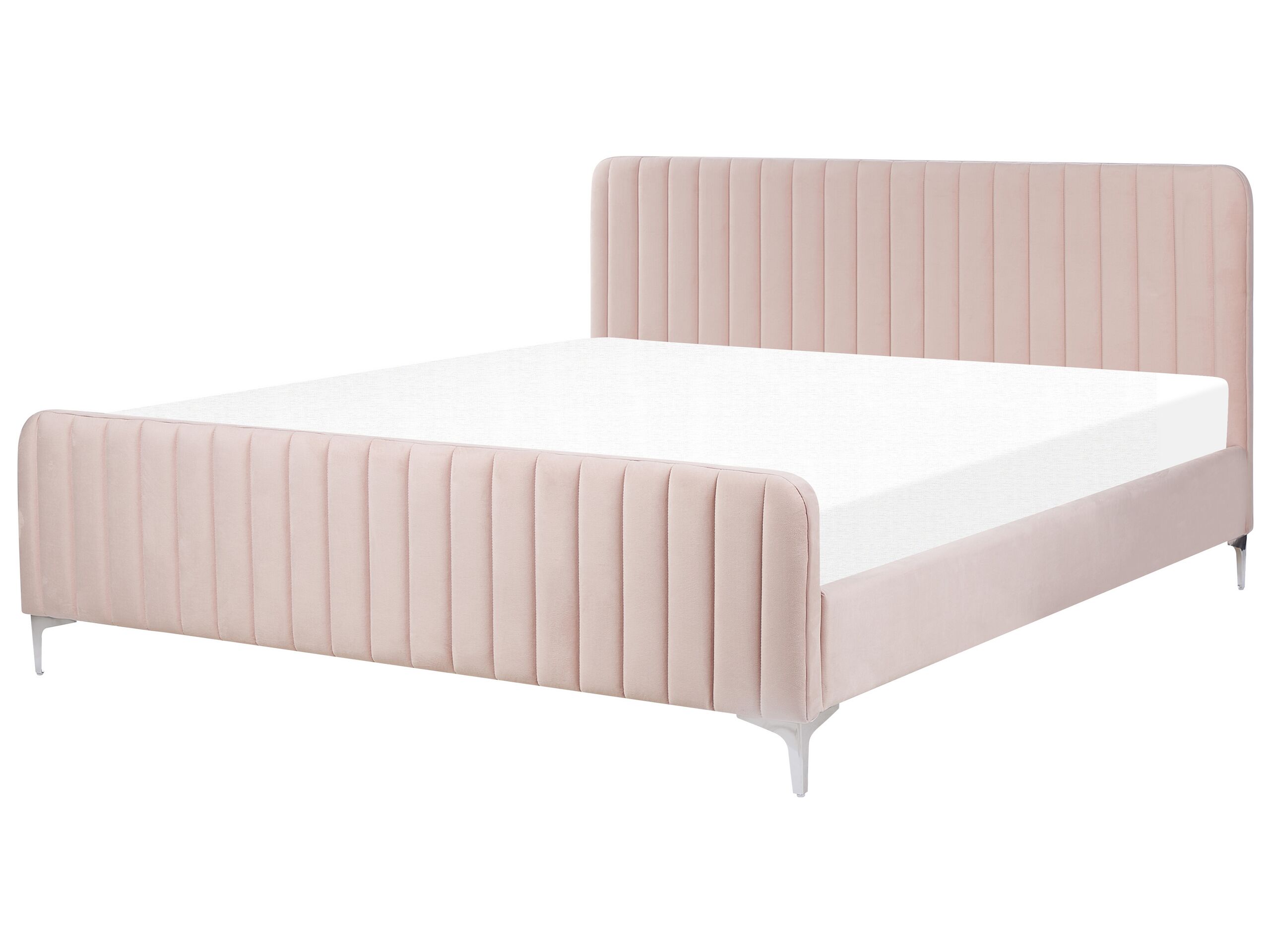 Velvet EU Super King Size Bed Pastel Pink LUNAN - Gemini Interiors