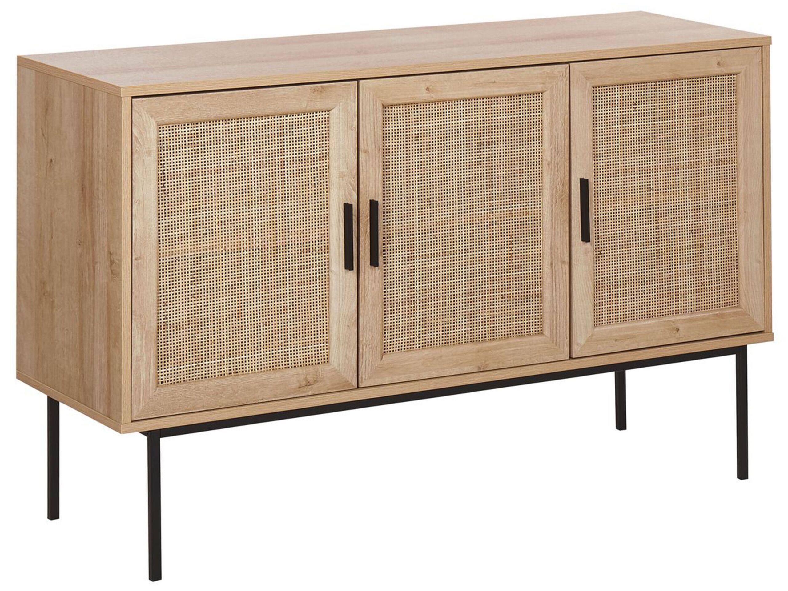 Rattan 3 Door Sideboard Light Wood PASCO - Gemini Interiors