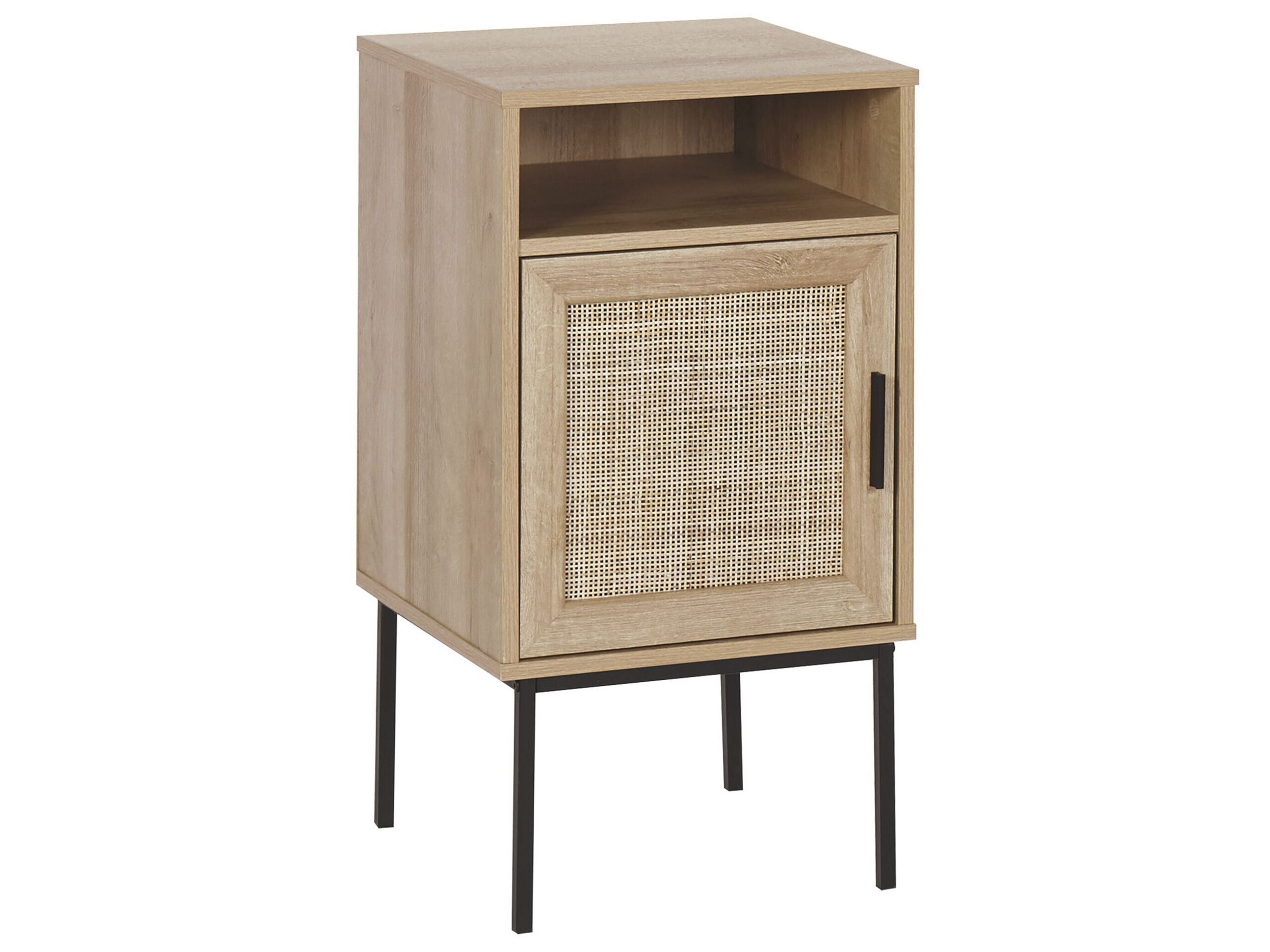 Bedside Table - BARNET Nightstand Light Wood and Black 40cm - Gemini Interiors
