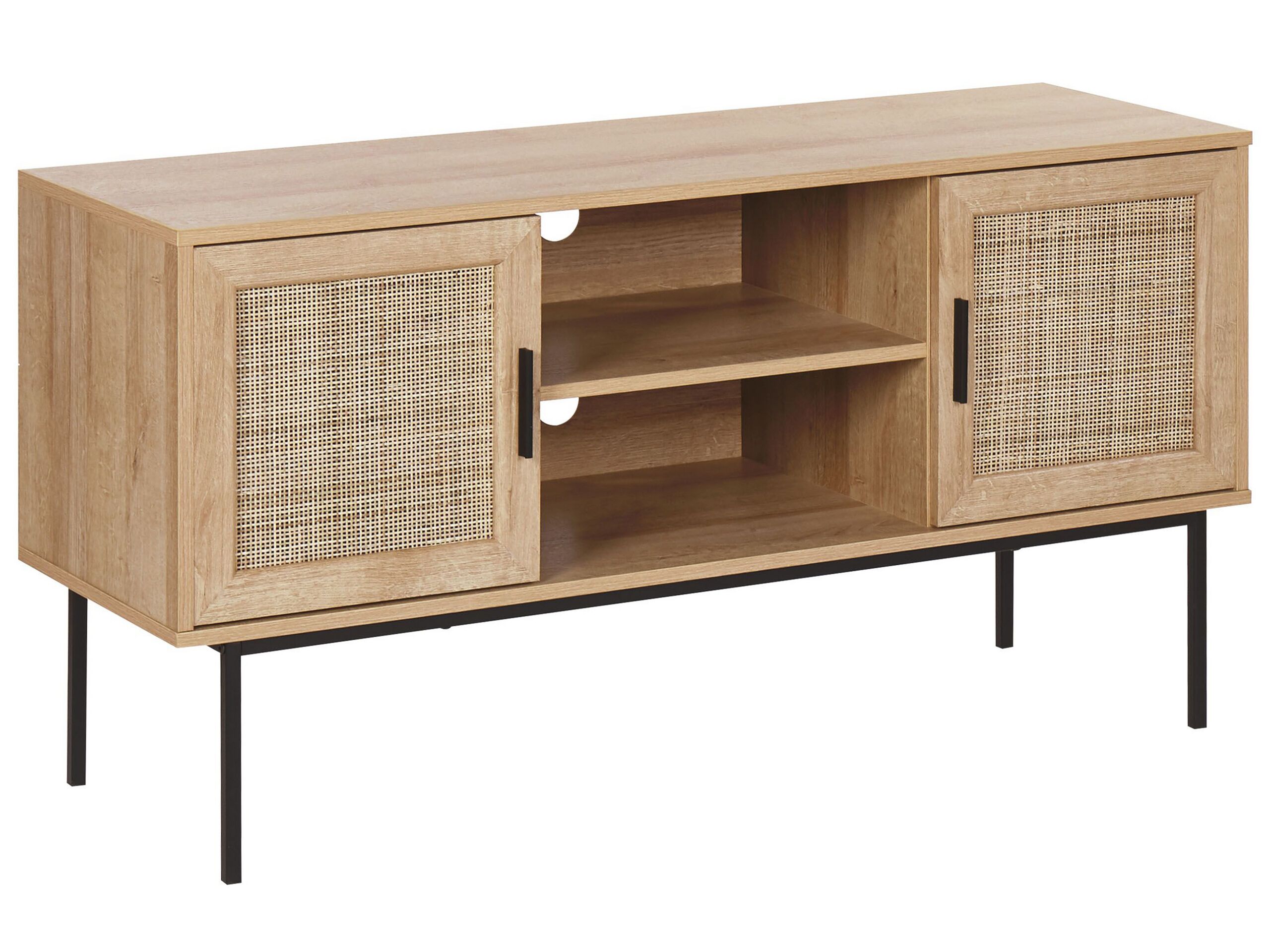 Rattan Door TV Stand Light Wood PASCO - Gemini Interiors