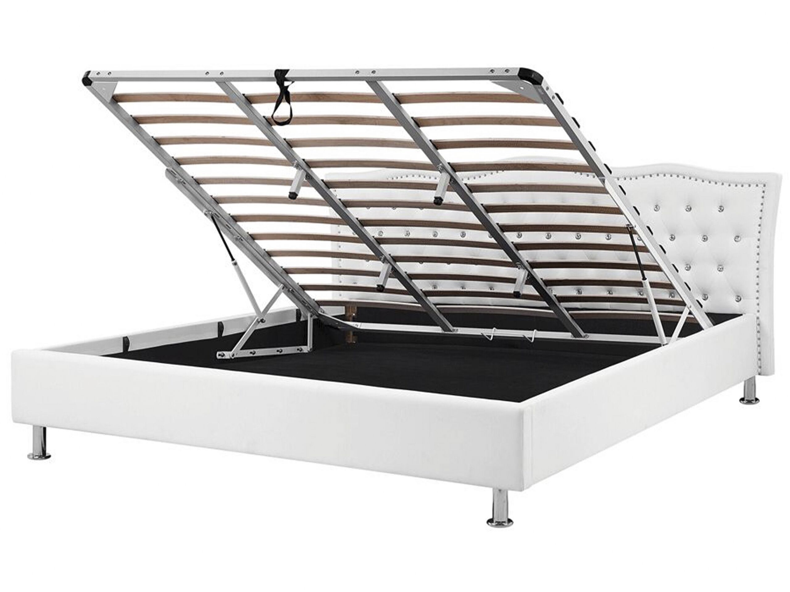 Faux Leather EU Super King Size Ottoman Bed White METZ - Gemini Interiors