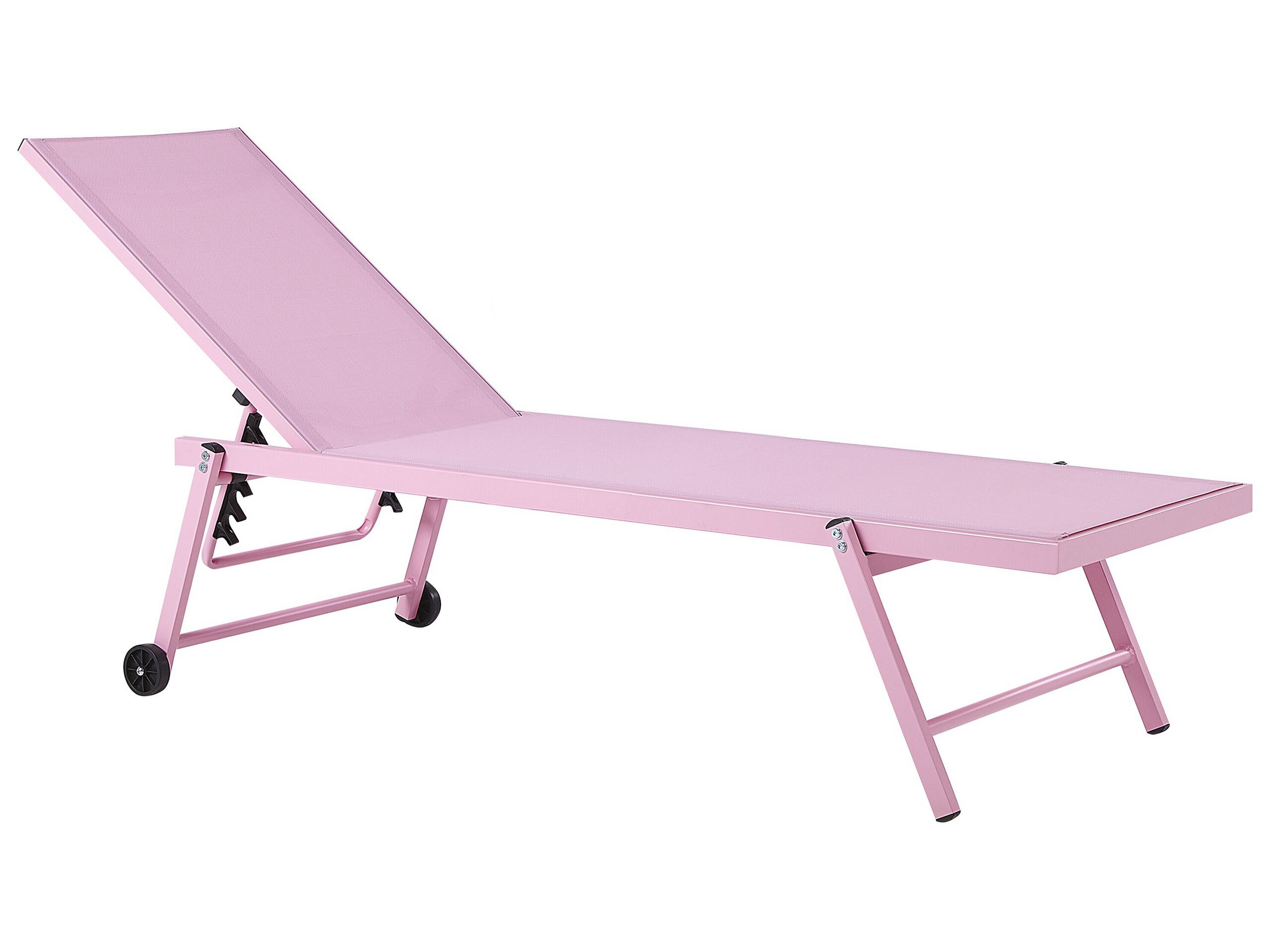 Aluminium Reclining Sun Lounger Pink PORTOFINO - Gemini Interiors