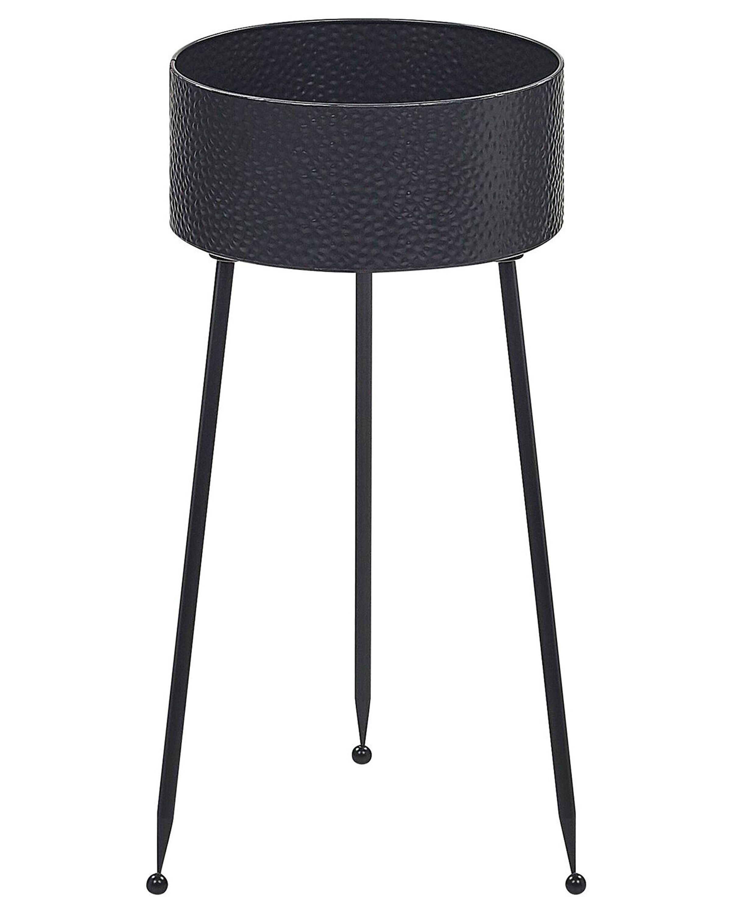 Metal Plant Pot Stand 29 x 26 x 50 cm Black LEIKA - Gemini Interiors