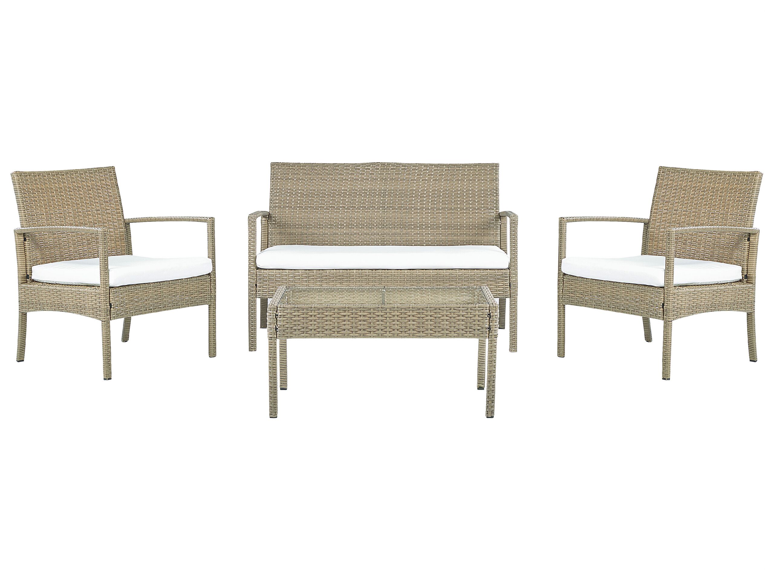 4 Seater PE Rattan Garden Sofa Set Light Brown MARSALA - Gemini Interiors