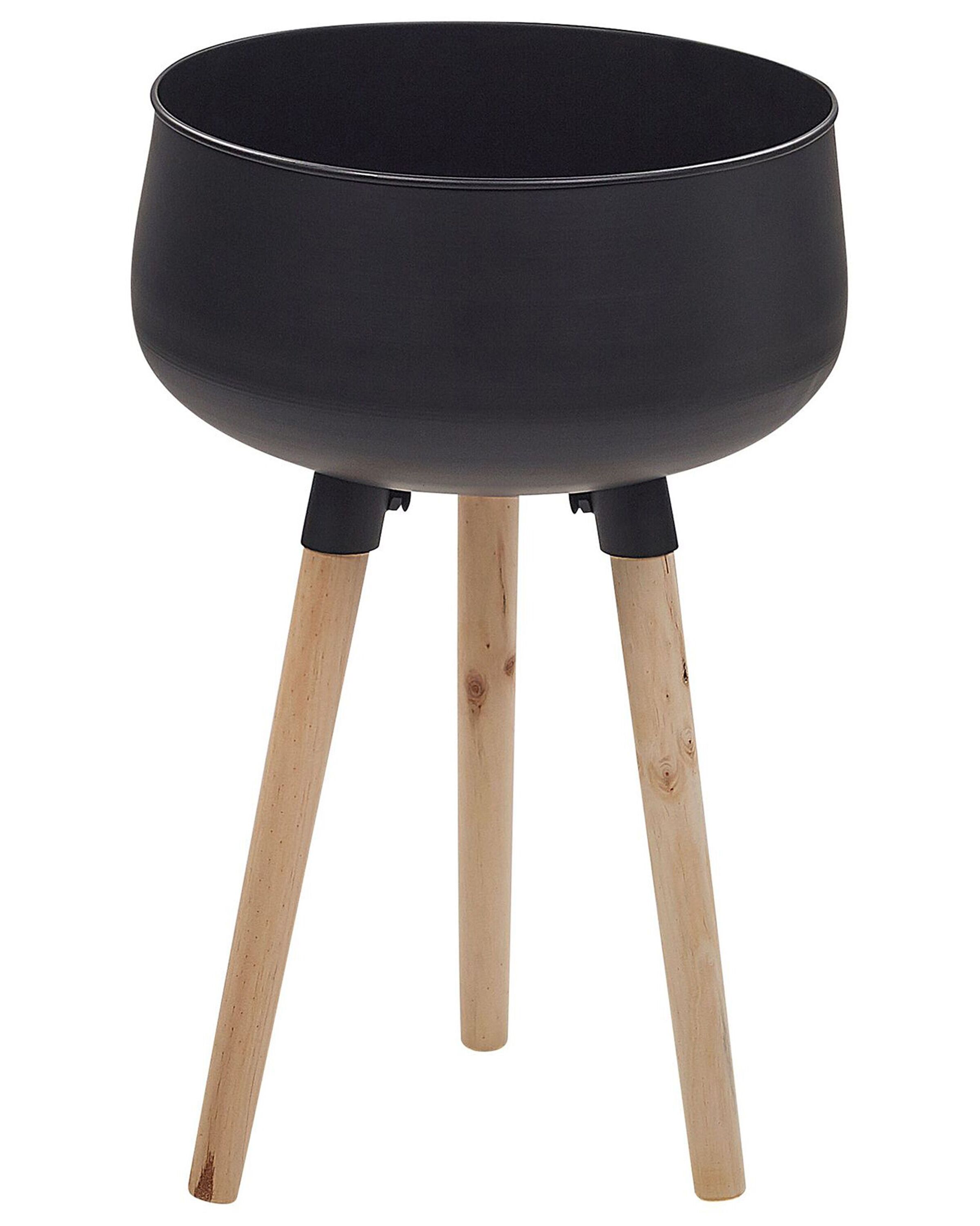 Metal Plant Pot Stand 35 x 35 x 55 cm Black with Light Wood AGROS - Gemini Interiors