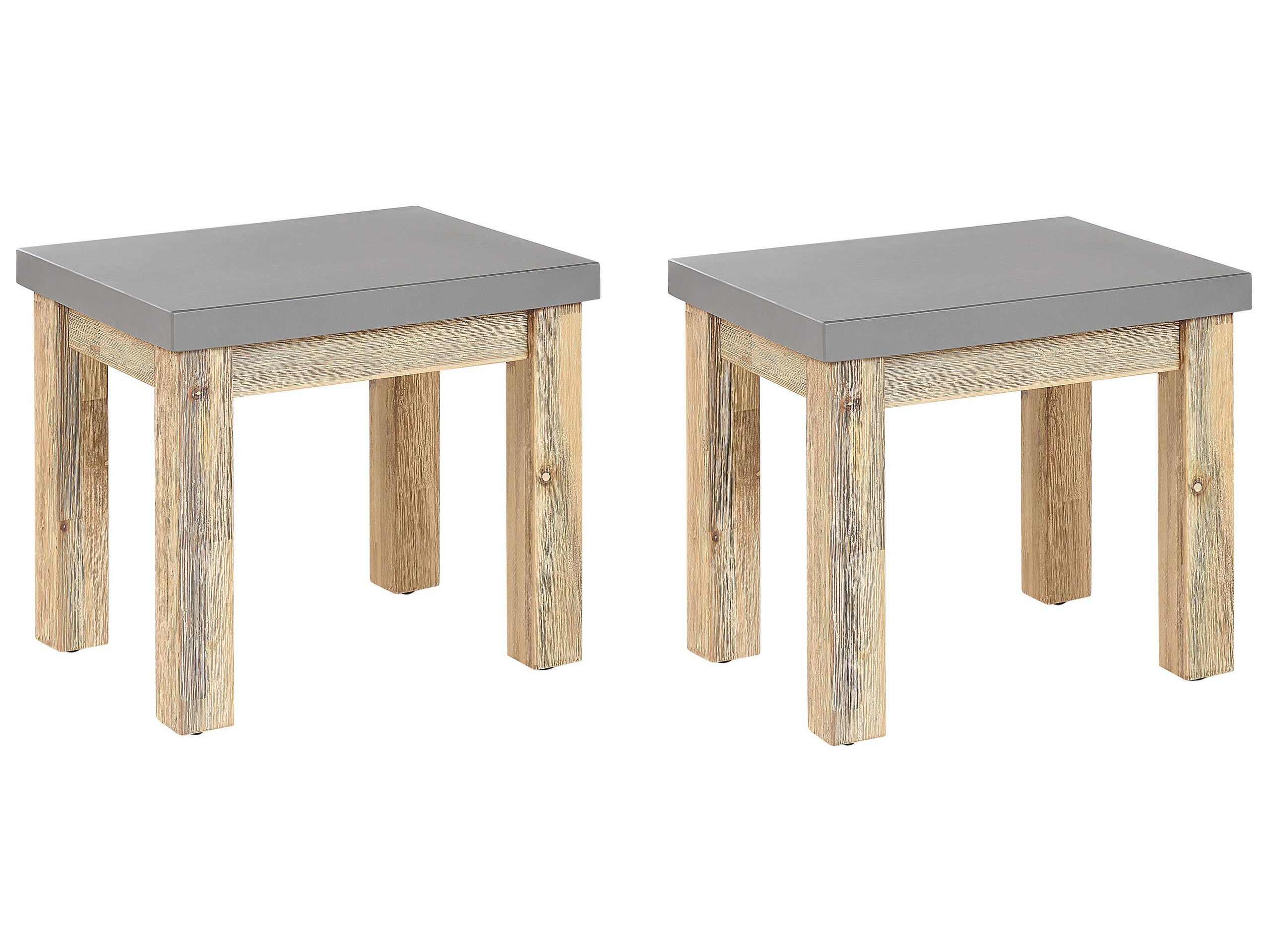 Set of 2 Concrete Garden Stools Grey OSTUNI - Gemini Interiors