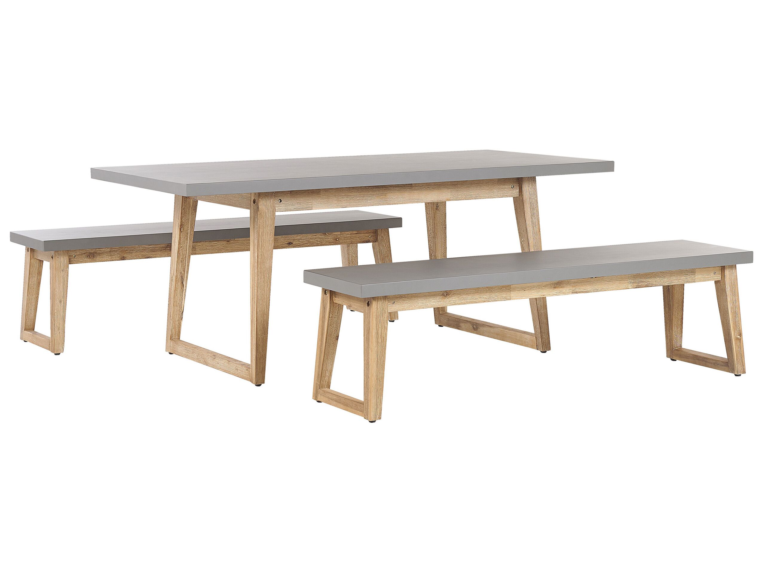 6 Seater Concrete Garden Dining Set Benches Grey ORIA - Gemini Interiors